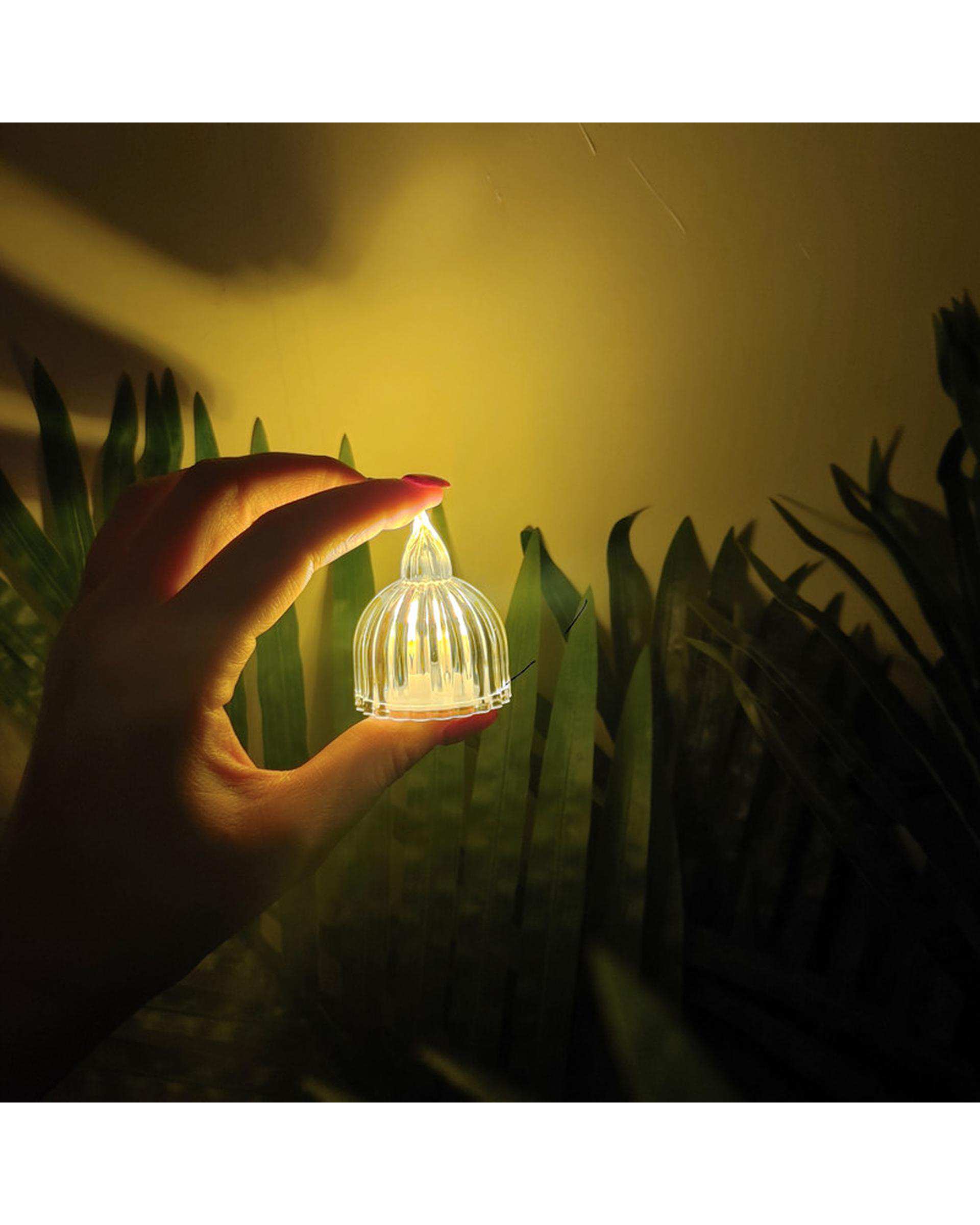 شمع ال ای دی مدل کریستالی شفاف طرح SUN مجموعه 6 عددی