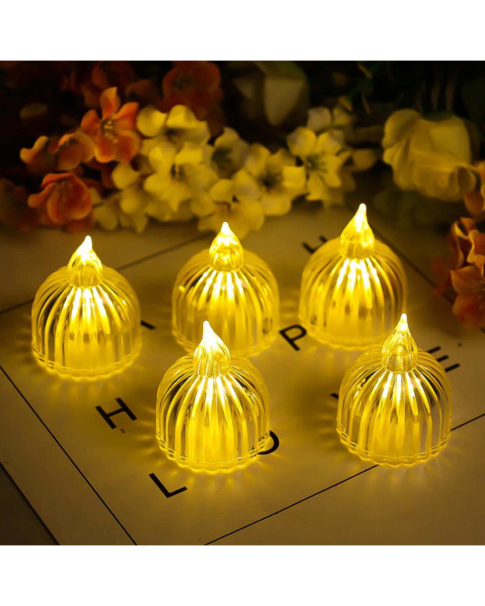 شمع ال ای دی مدل کریستالی شفاف طرح SUN مجموعه 2 عددی