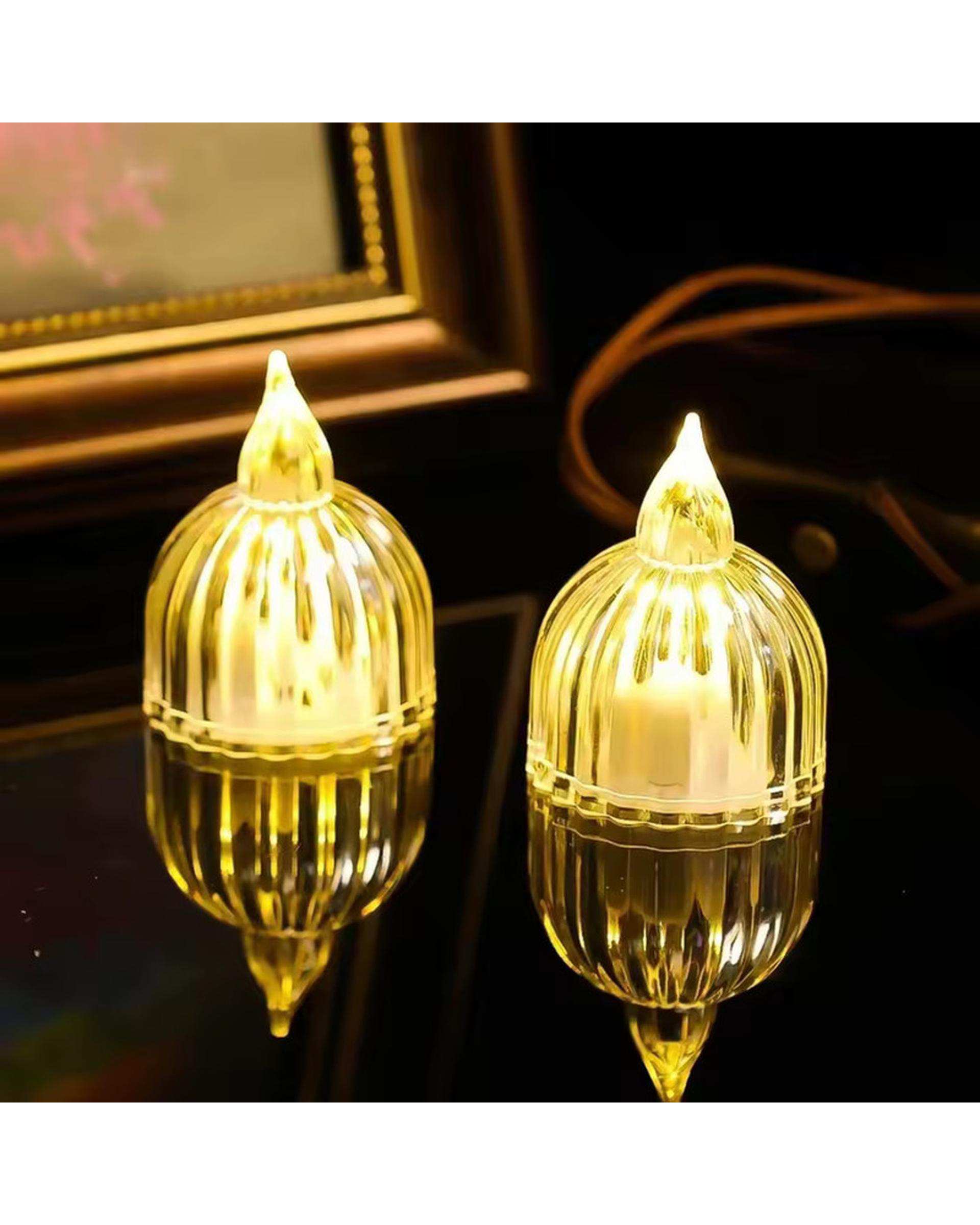 شمع ال ای دی مدل کریستالی شفاف طرح SUN مجموعه 2 عددی