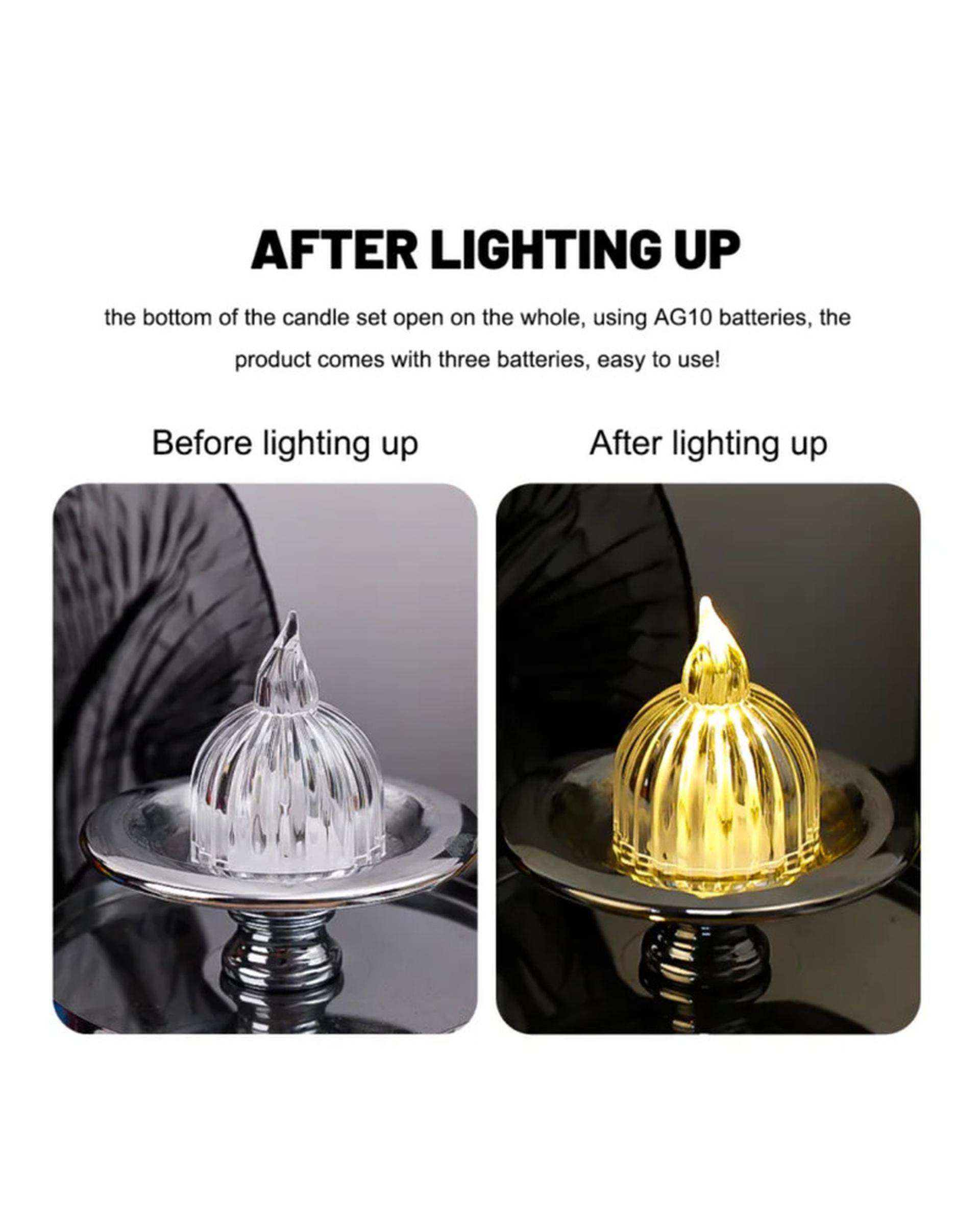 شمع ال ای دی مدل کریستالی شفاف طرح SUN مجموعه 2 عددی