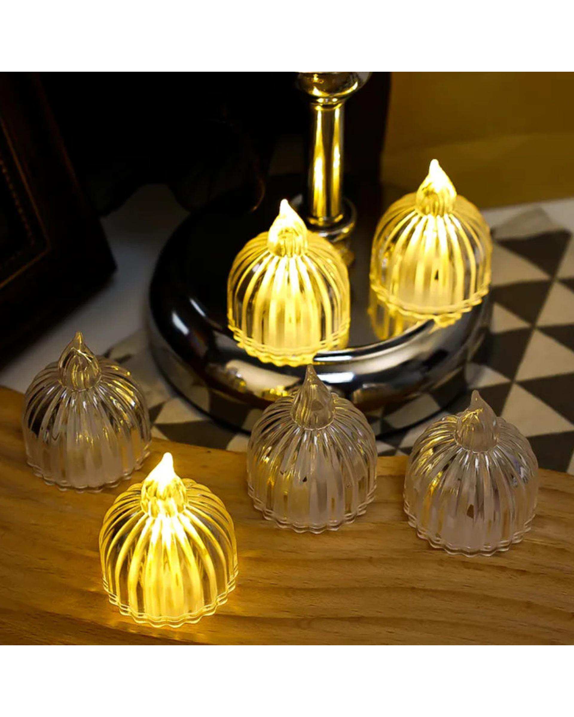 شمع ال ای دی مدل کریستالی شفاف طرح SUN مجموعه 2 عددی