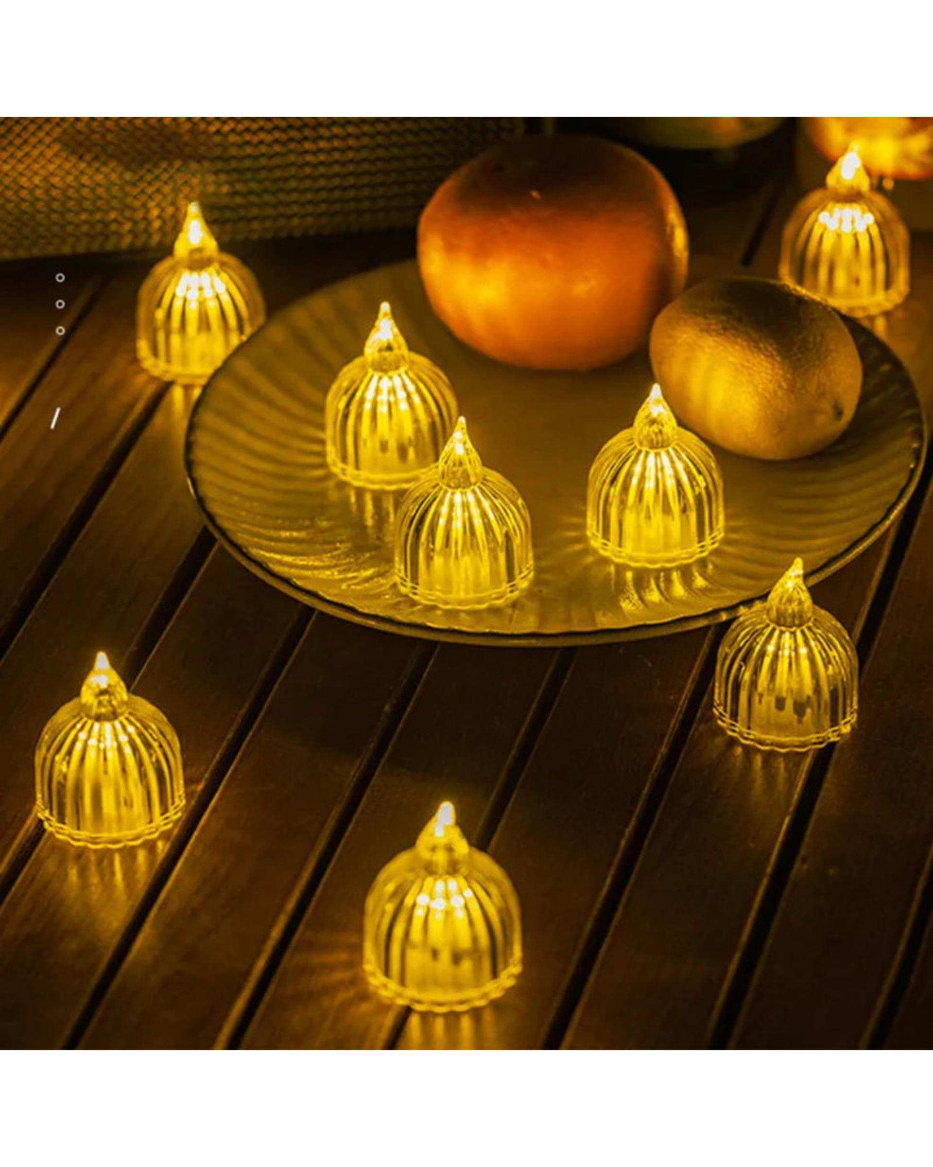 شمع ال ای دی مدل کریستالی شفاف طرح SUN مجموعه 2 عددی