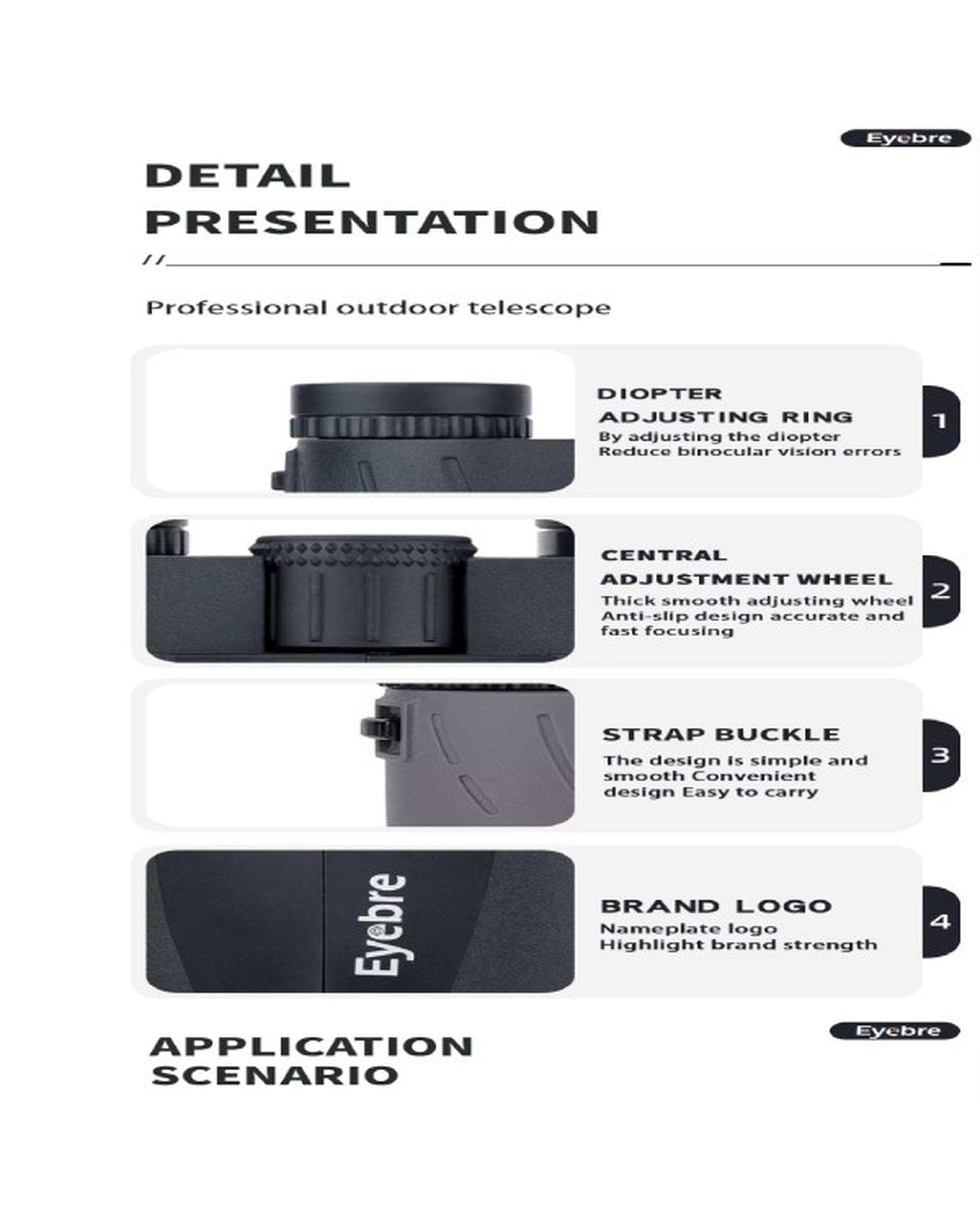 دوربین دوچشمی طوسی آی بر Eyebre مدل BINOCULARS کد 10x25