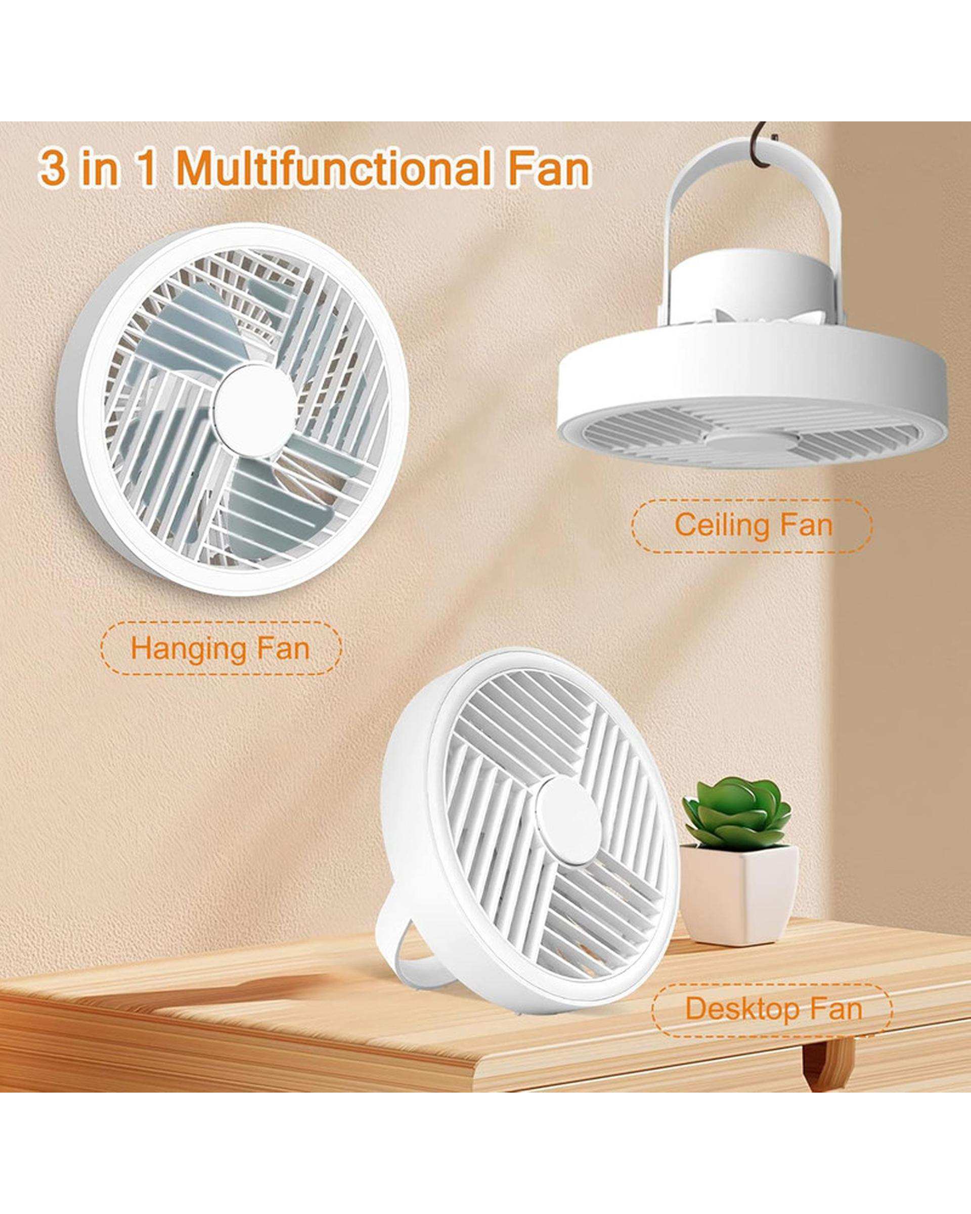 پنکه رومیزی شارژی مدل ال ای دی دار کد RY-2301