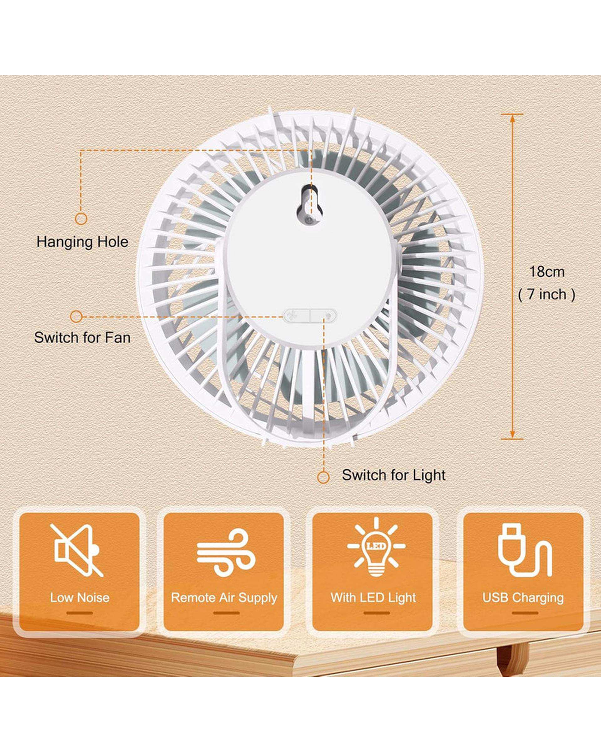 پنکه رومیزی شارژی مدل ال ای دی دار کد RY-2301