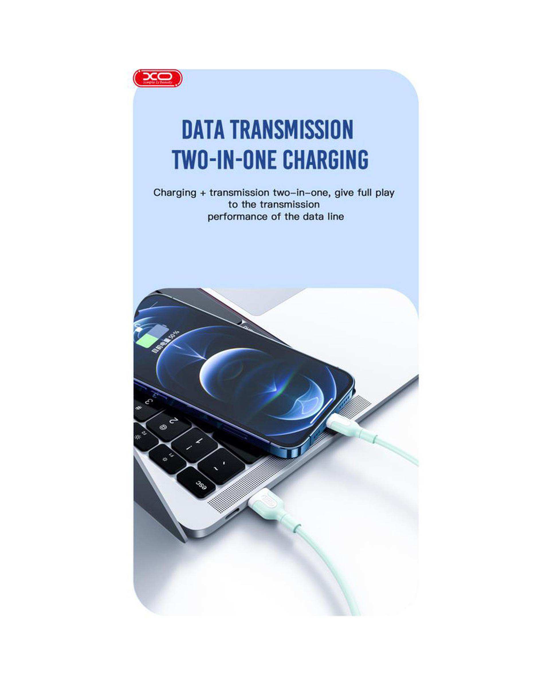 کابل تبدیل USB به usb-c سبز روشن ایکس او XO مدل NB212 طول 1 متر