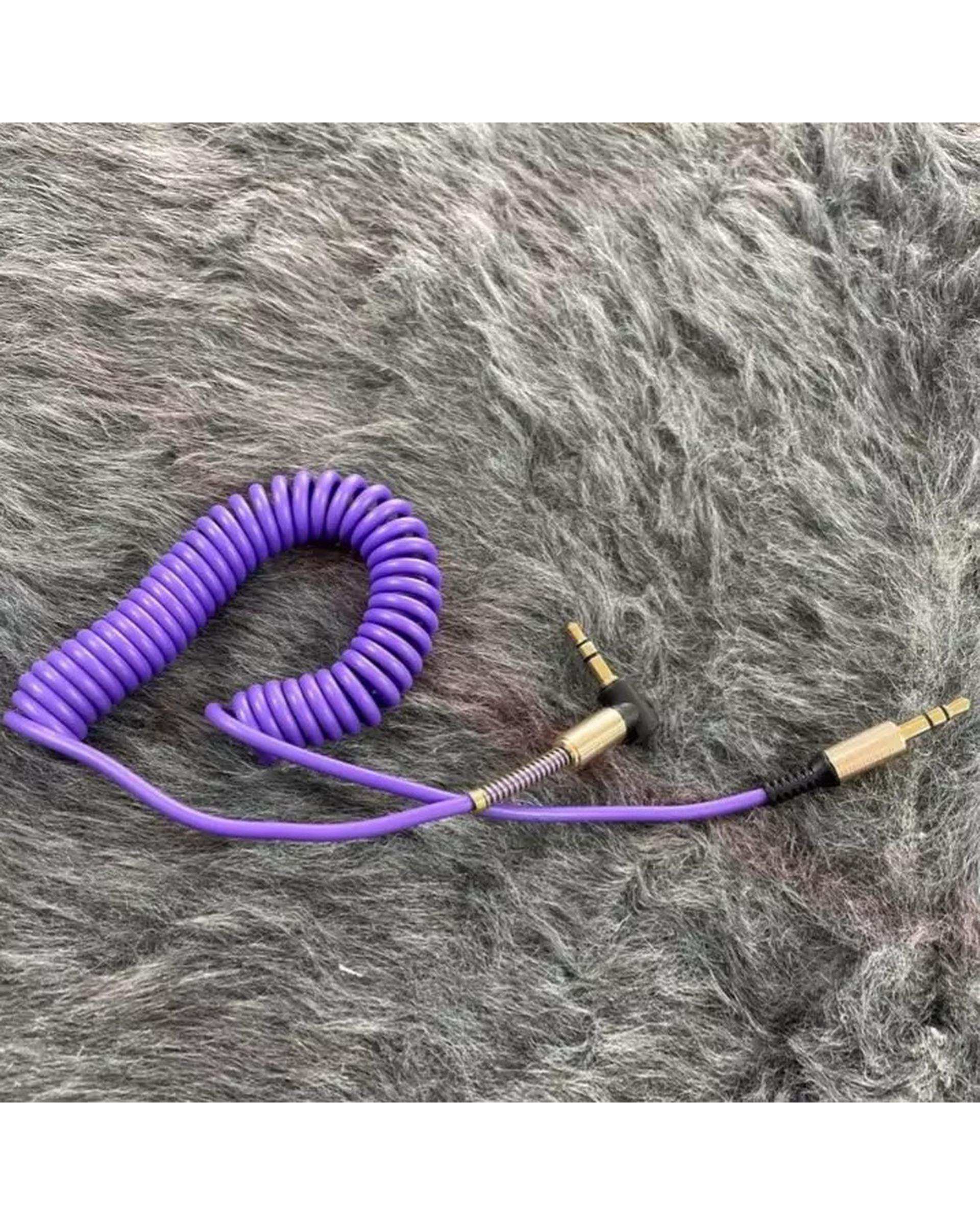 کابل aux فنری بنفش مدل mh12 طول 1.5 متر