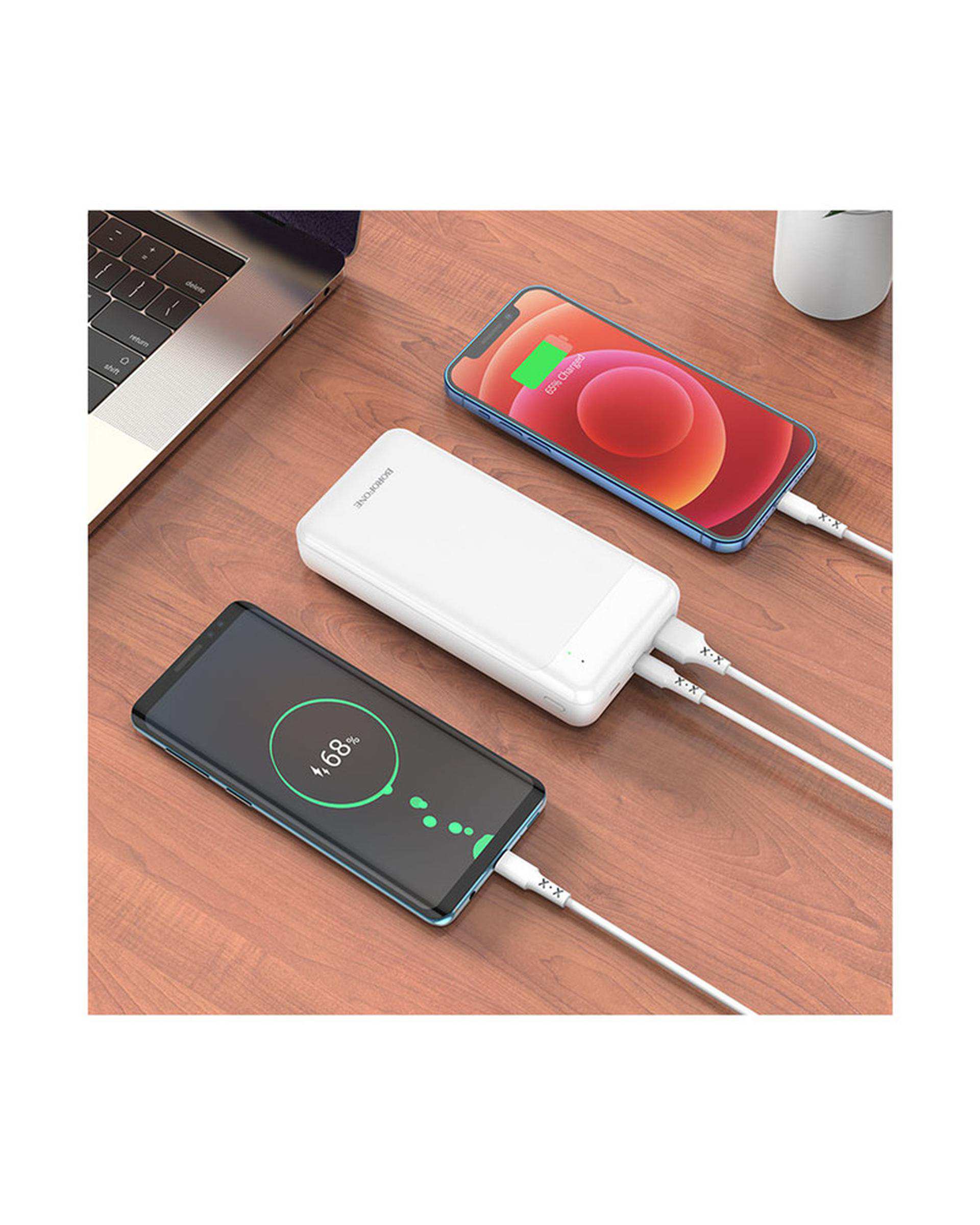 پاوربانک سفید بروفون Borofone مدل BJ19A 20WPD+QC3.0 ظرفیت 20000 میلی آمپر ساعت