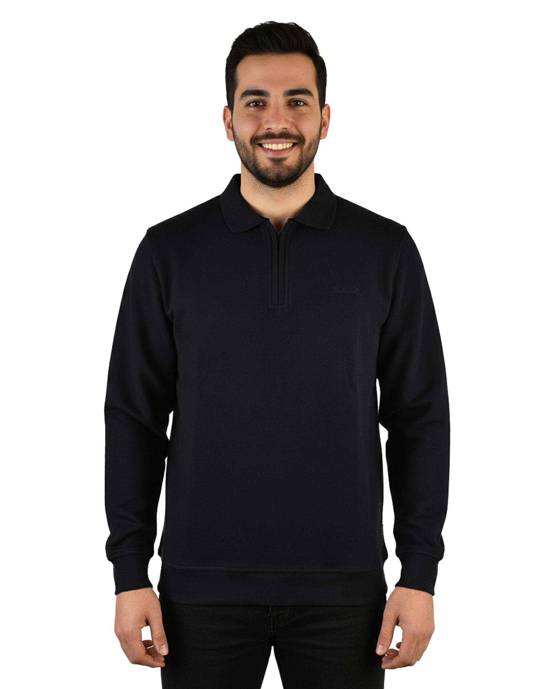 سویشرت مردانه نیم زیپ مشکی والیانت استایل Valiant Style کد D100101