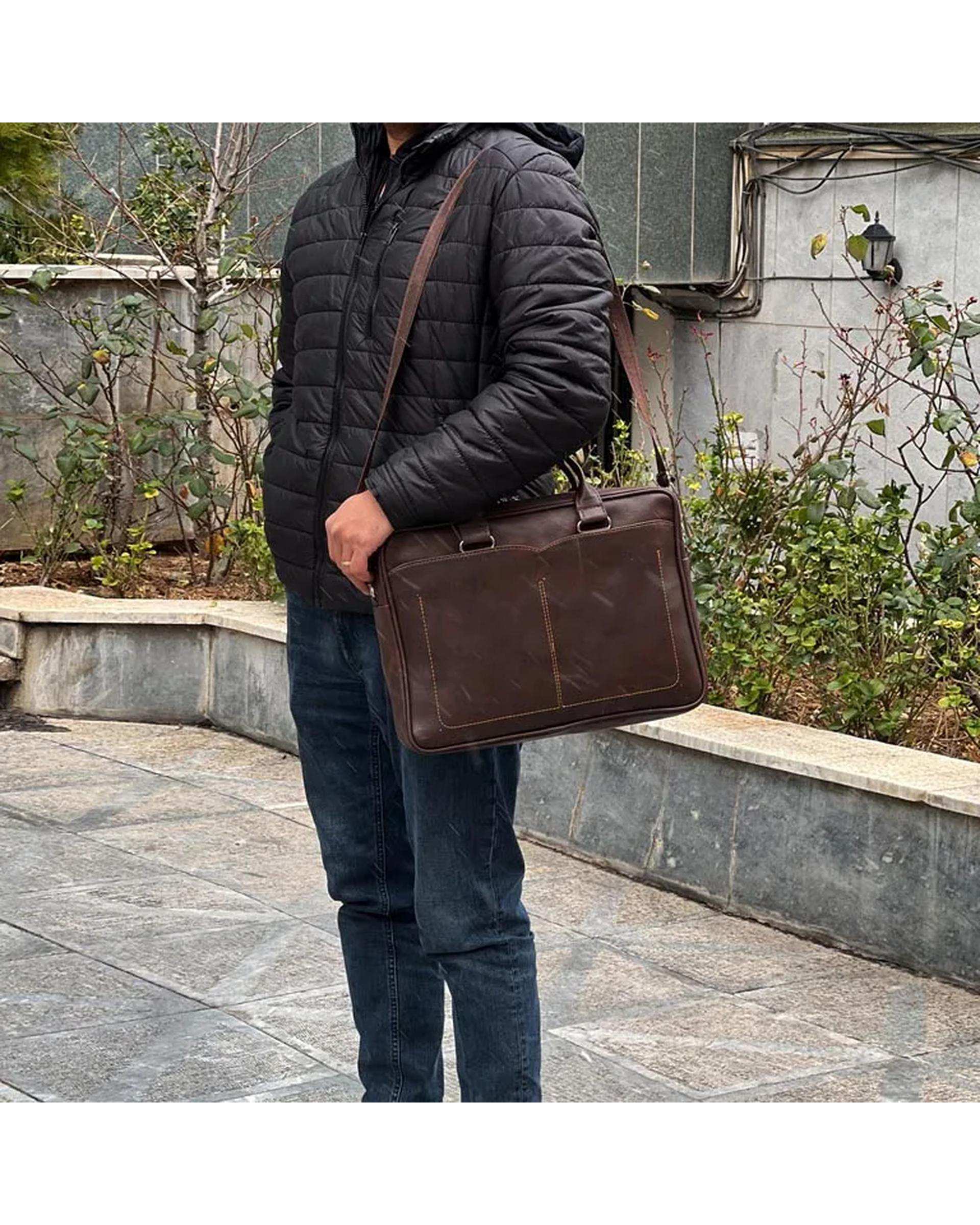 کیف اداری مردانه قهوه ای مدل MT004