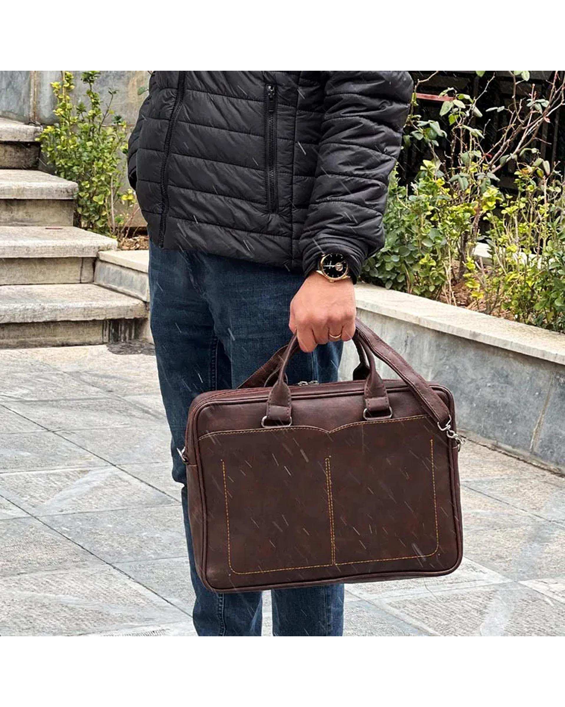 کیف اداری مردانه قهوه ای مدل MT004
