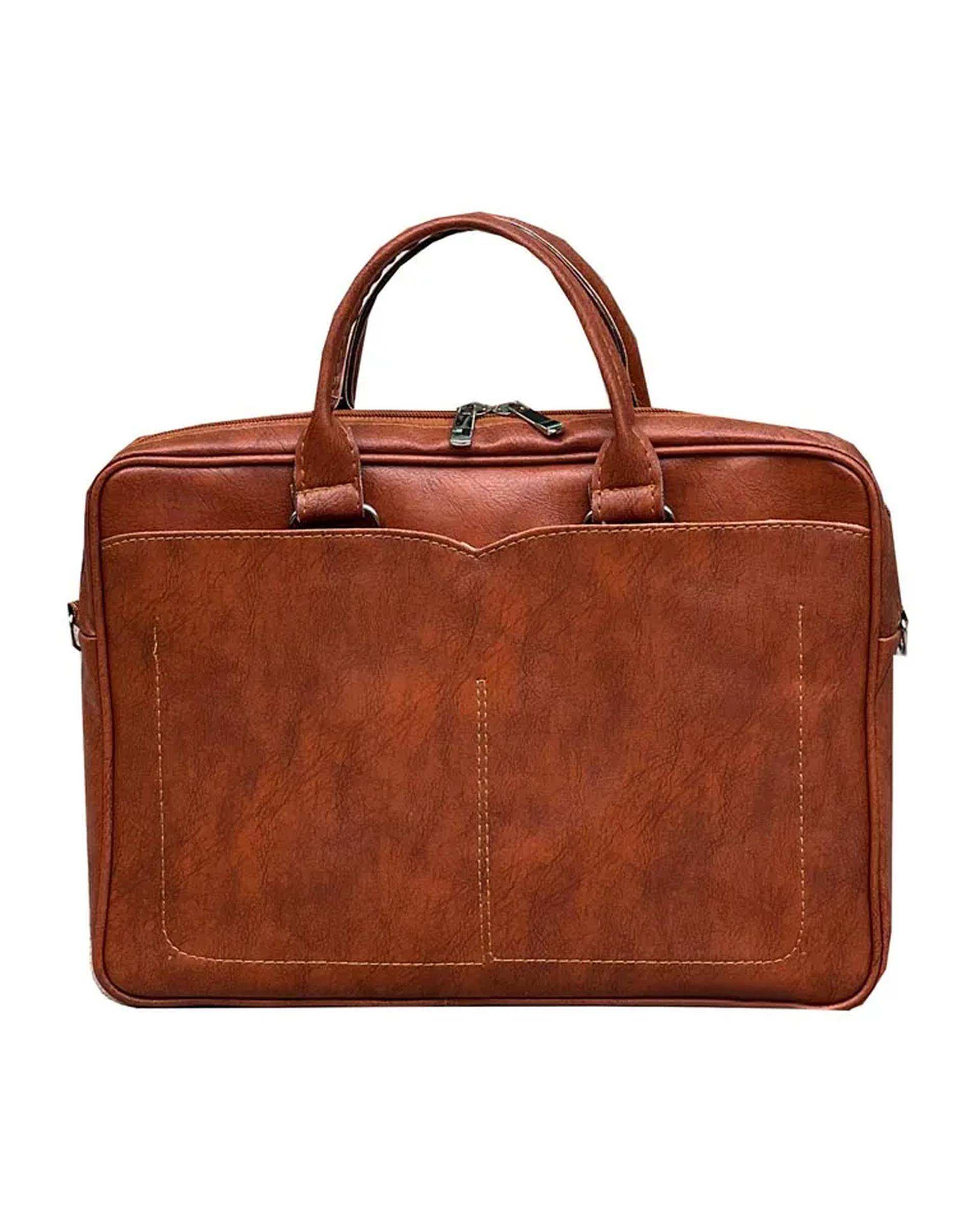 کیف اداری مردانه عسلی مدل MT004