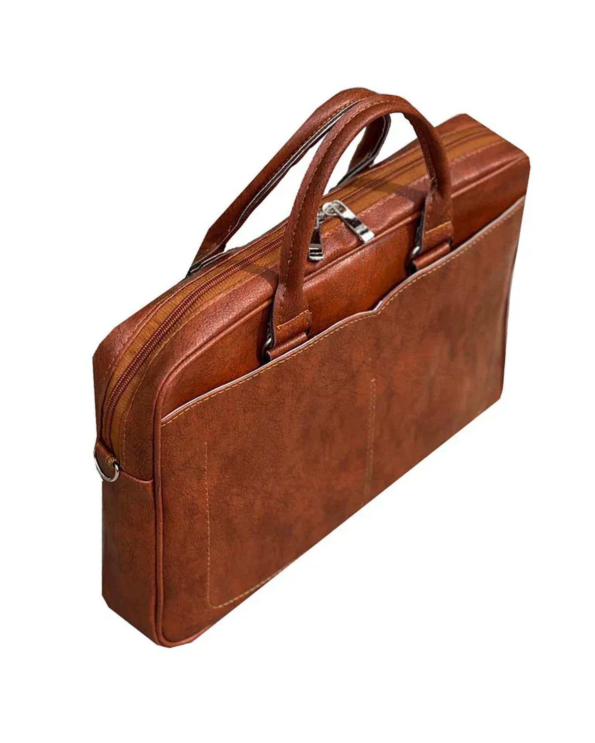 کیف اداری مردانه عسلی مدل MT004