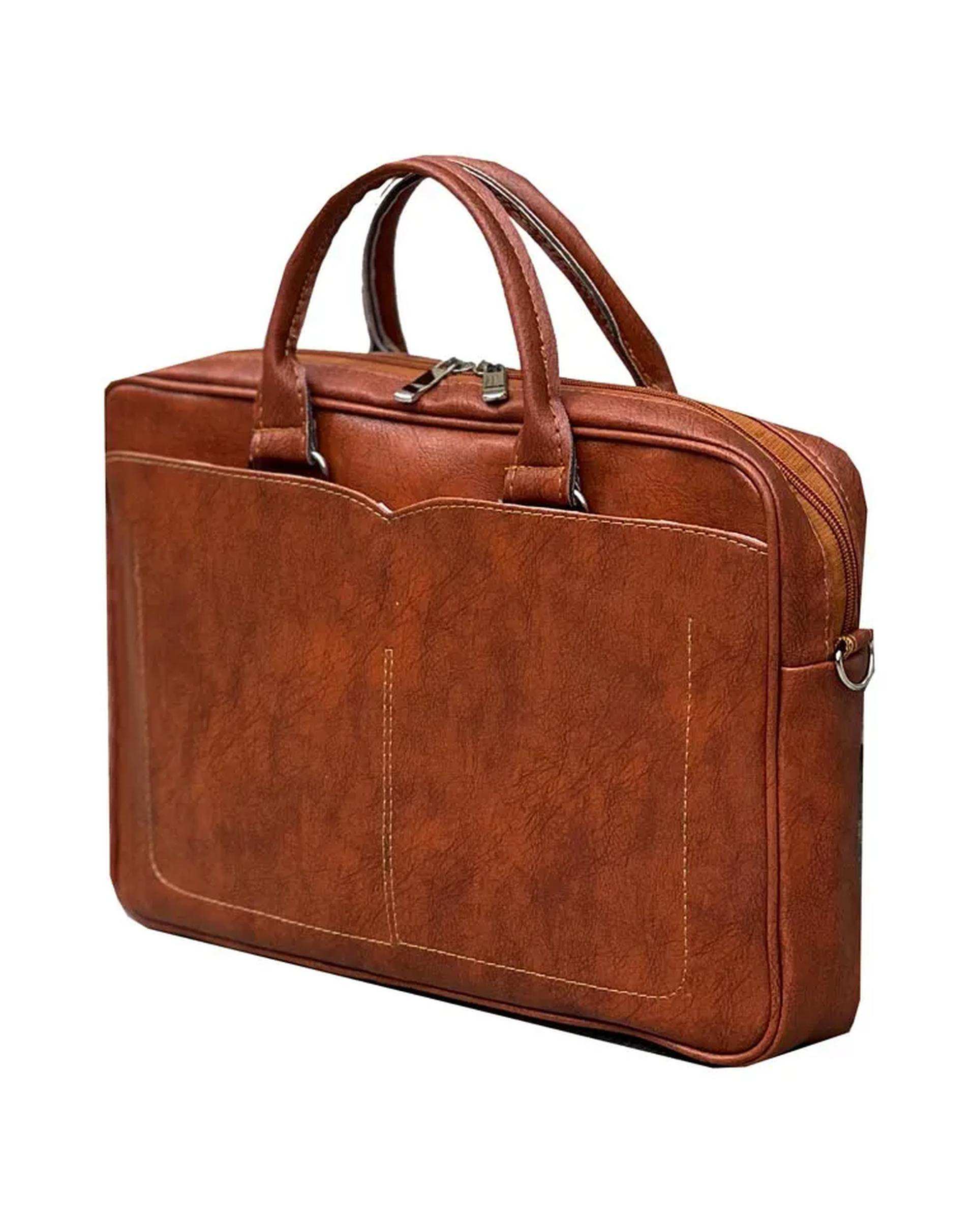 کیف اداری مردانه عسلی مدل MT004