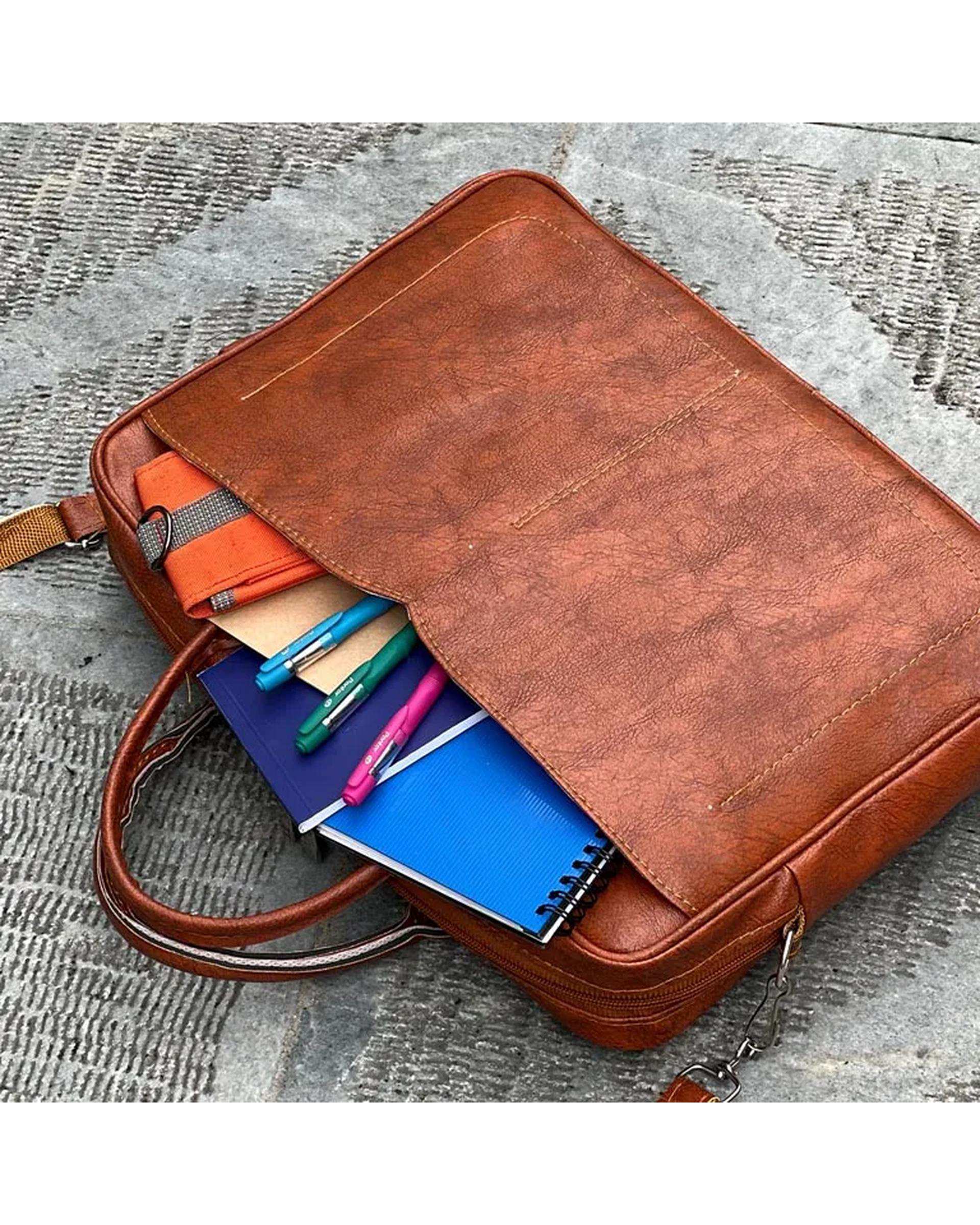 کیف اداری مردانه عسلی مدل MT004