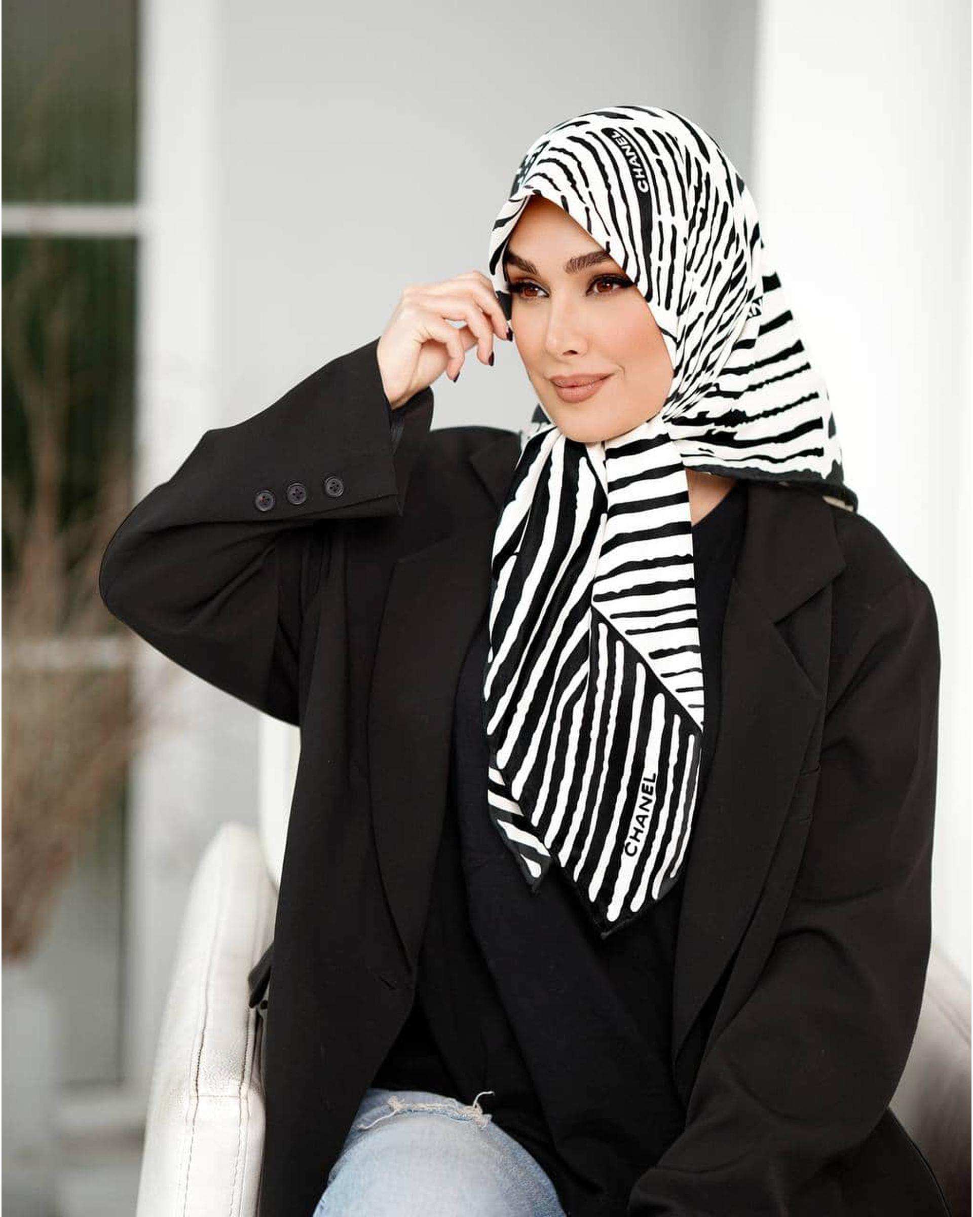 روسری زنانه ابریشم تویل سفید دست دوز جی دو GIDO کد 01045