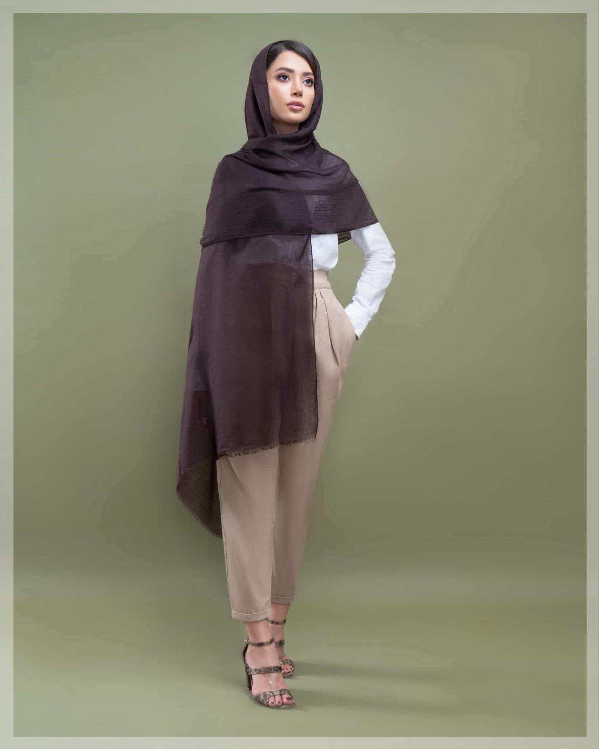 شال زنانه نخی قهوه ای سوخته جی دو GIDO کد 249