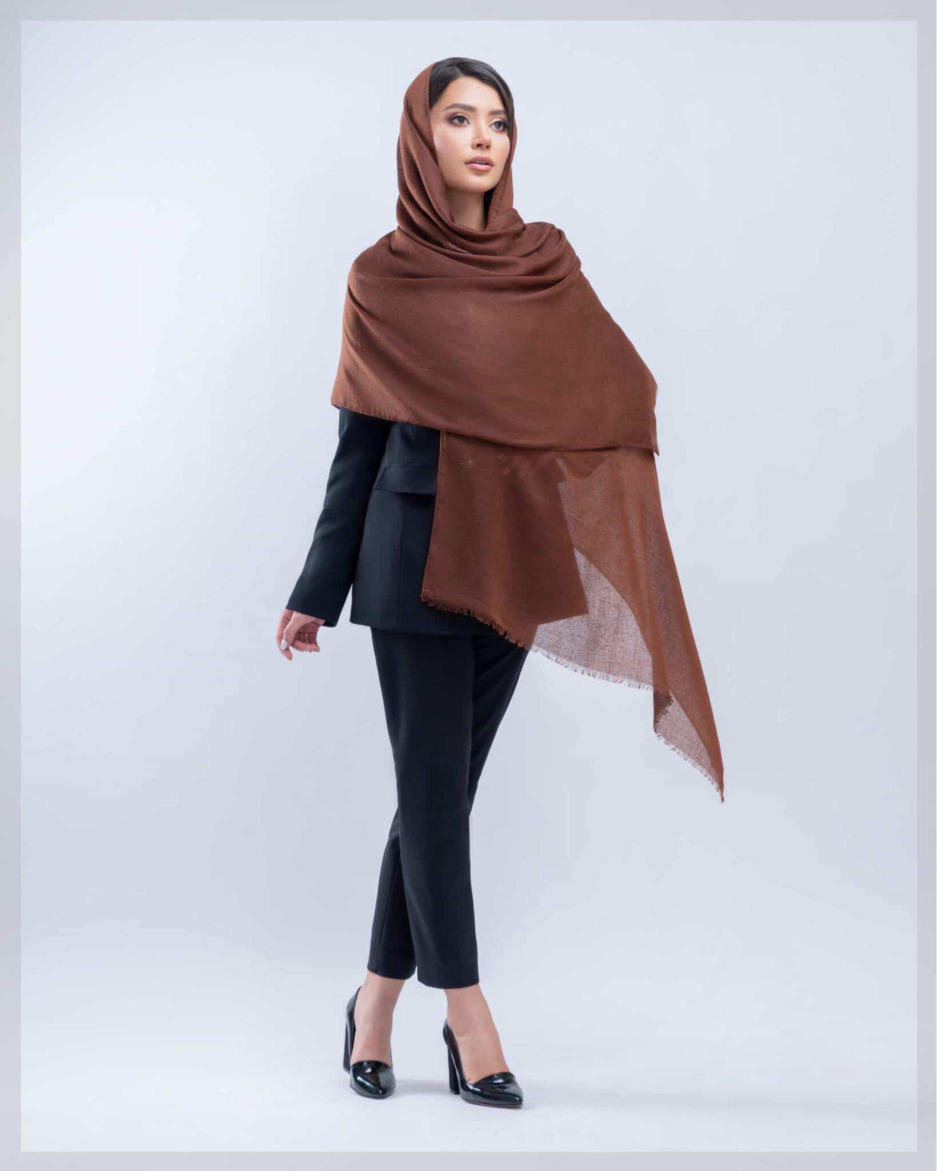 شال زنانه نخی قهوه ای جی دو GIDO کد 249