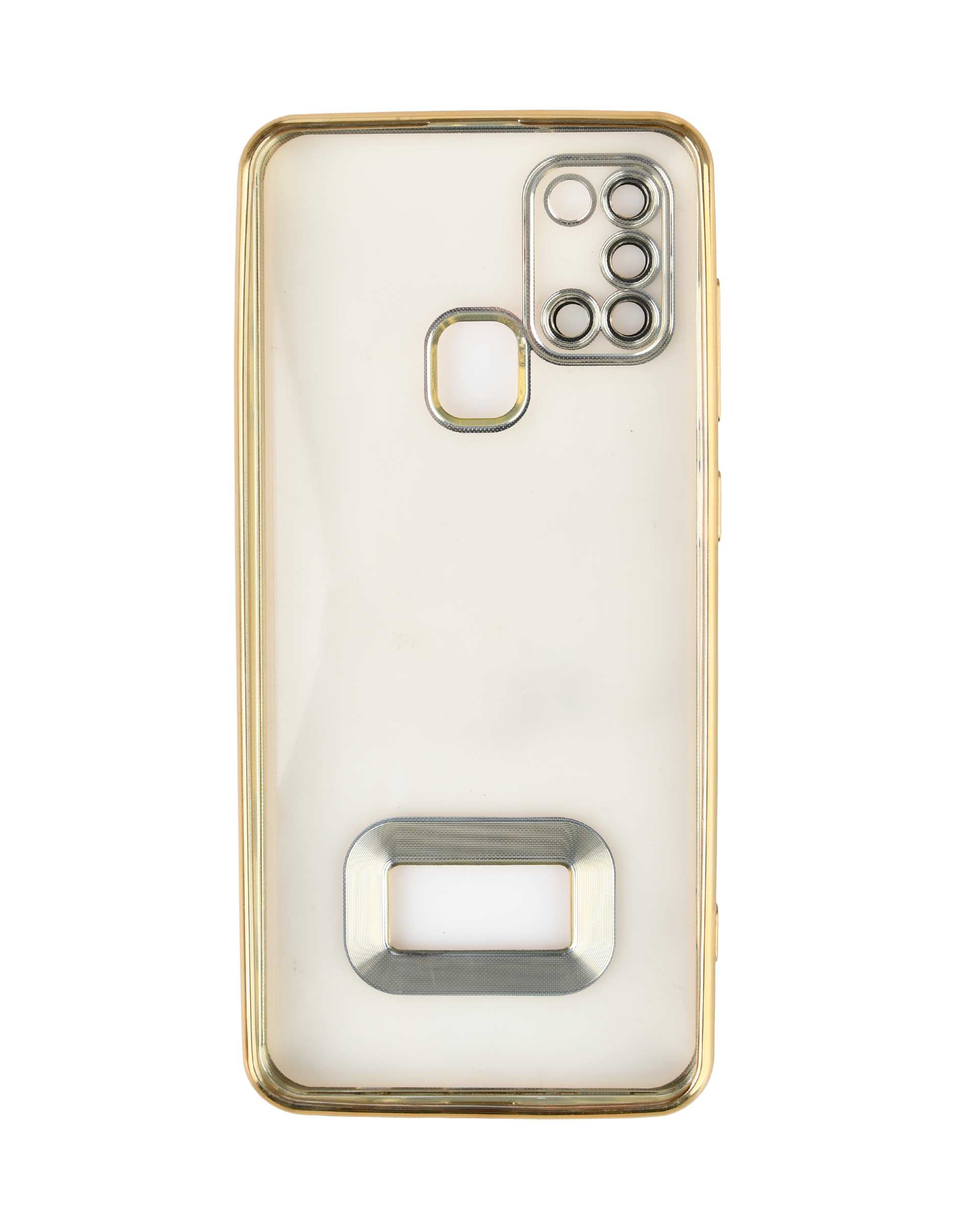 قاب گوشی سامسونگ A21s ژله ای شفاف الکتروپلیتینگ طلایی