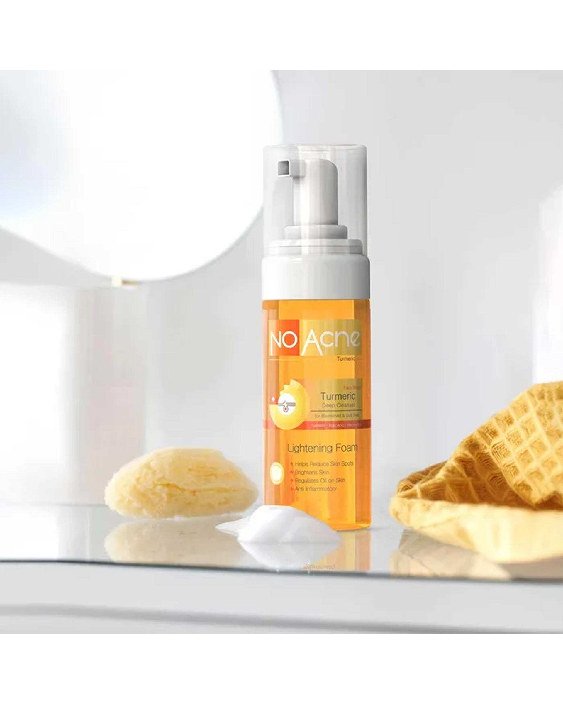 فوم شستشو روشن کننده صورت نو آکنه No Acne مناسب پوست چرب حاوی زردچوبه حجم 150ml