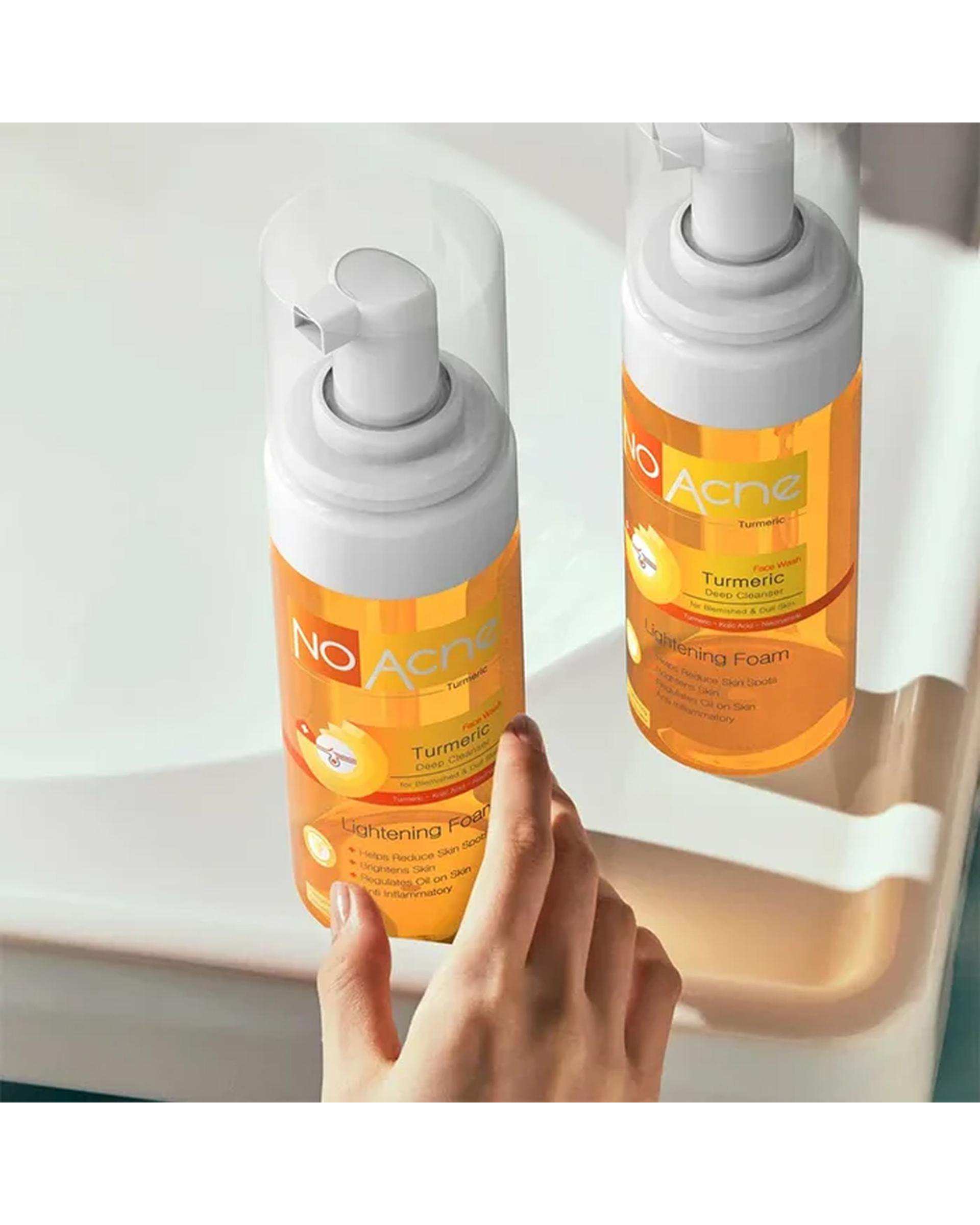 فوم شستشو روشن کننده صورت نو آکنه No Acne مناسب پوست چرب حاوی زردچوبه حجم 150ml