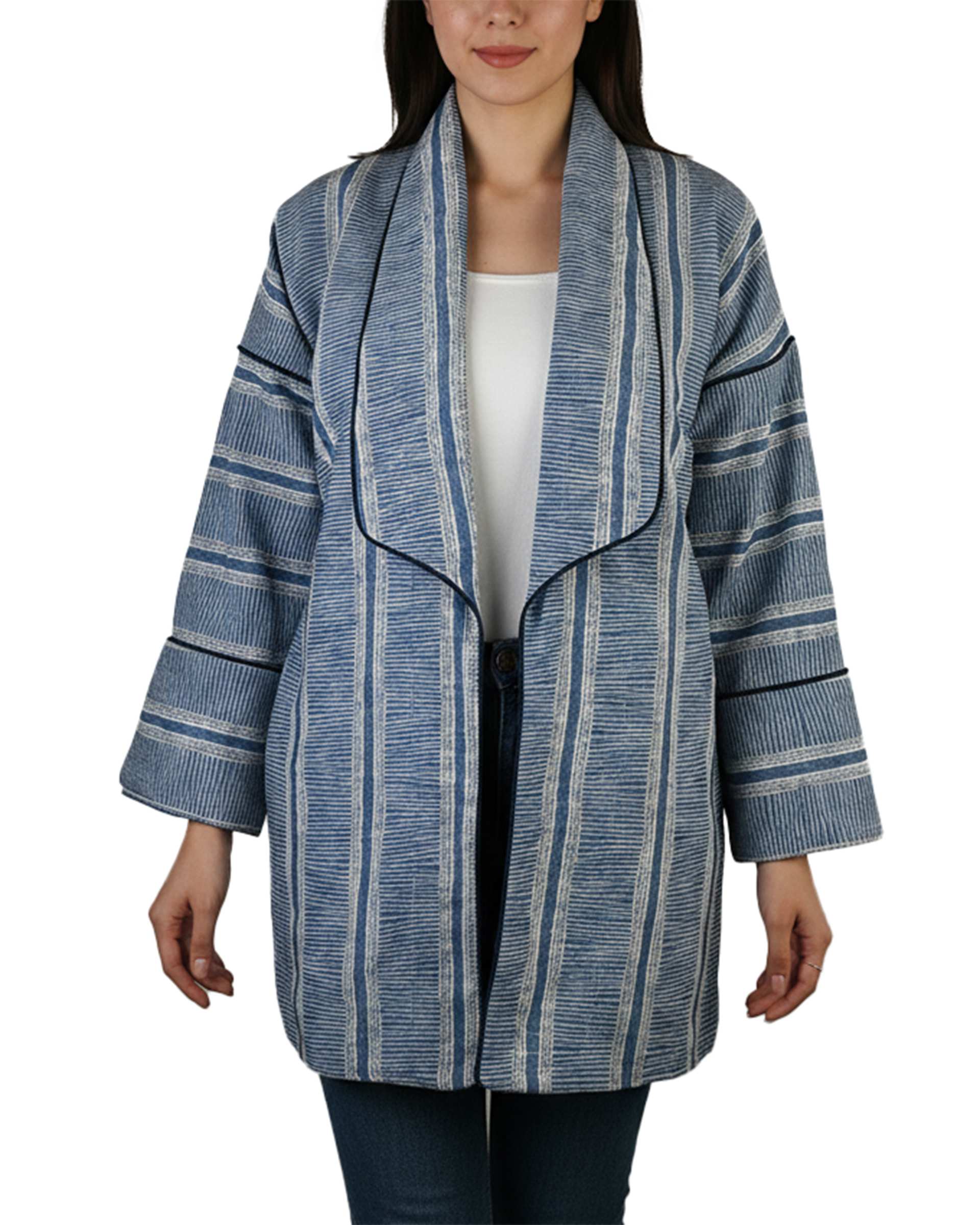 مانتو زنانه کیمونو آبی سین صاد Sin Saad مدل minoo