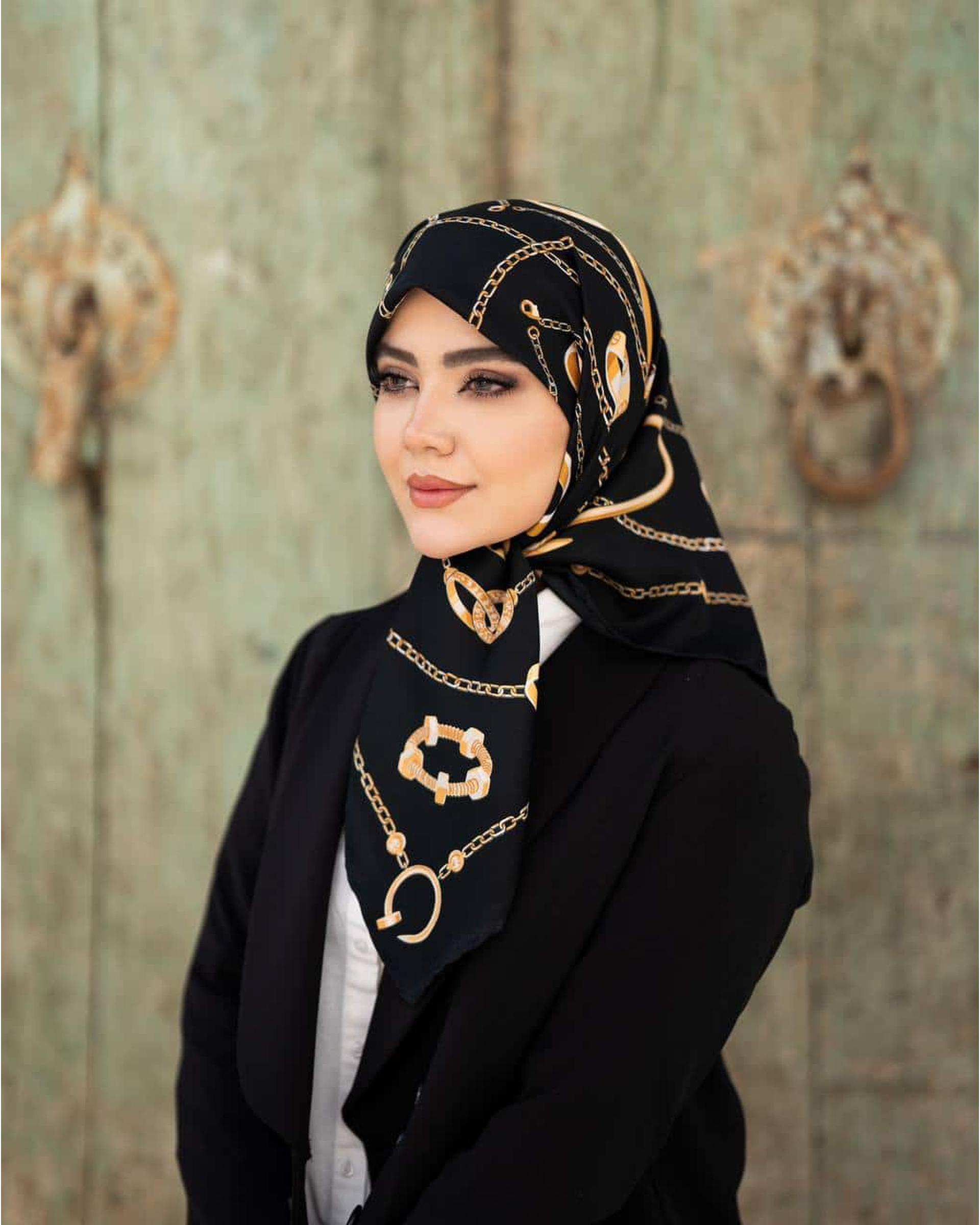 روسری زنانه ابریشم توییل دست دوز مشکی جی دو GIDO کد 01075