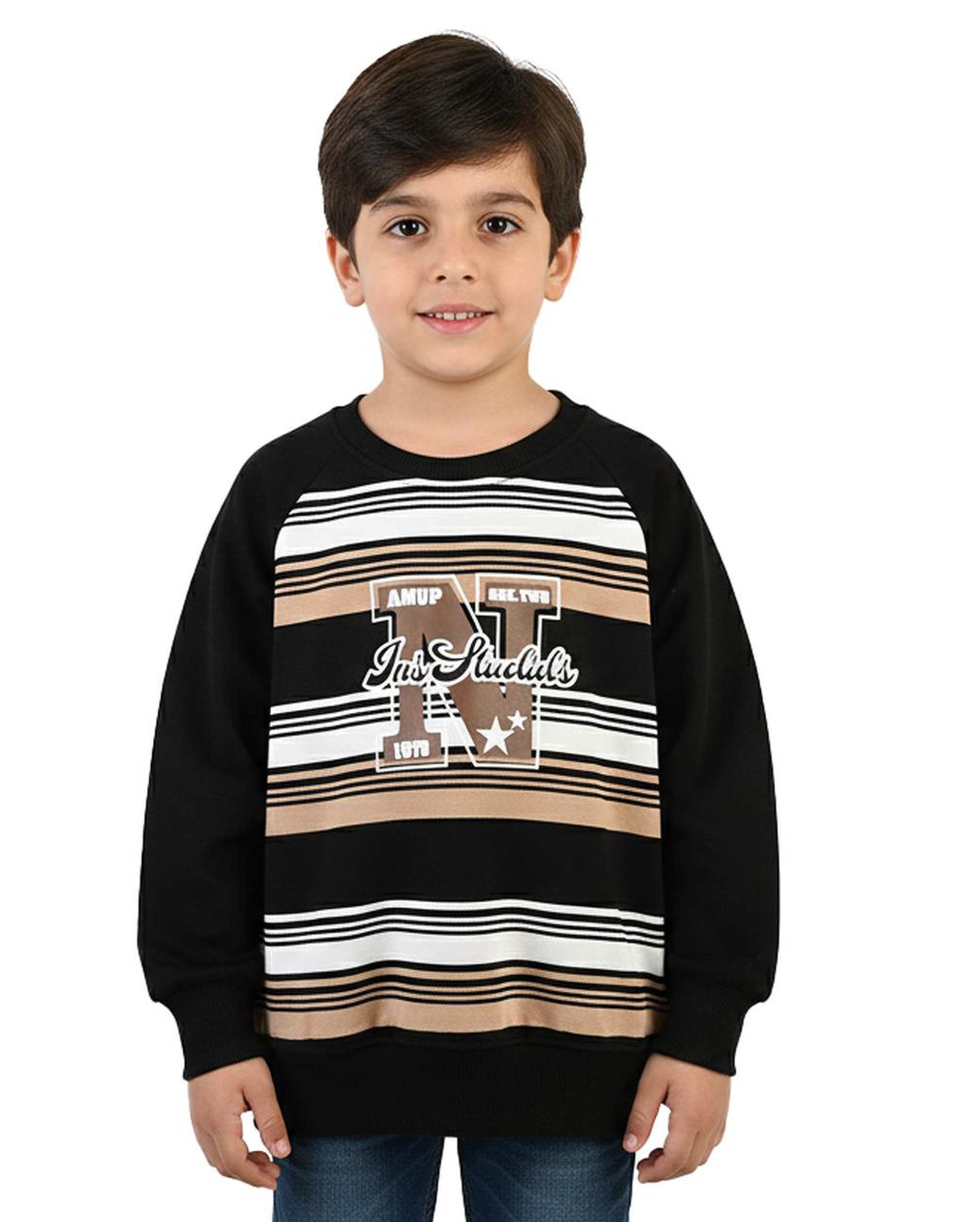 بلوز پسرانه مشکی کرم سارالی کیدز مدل 1978