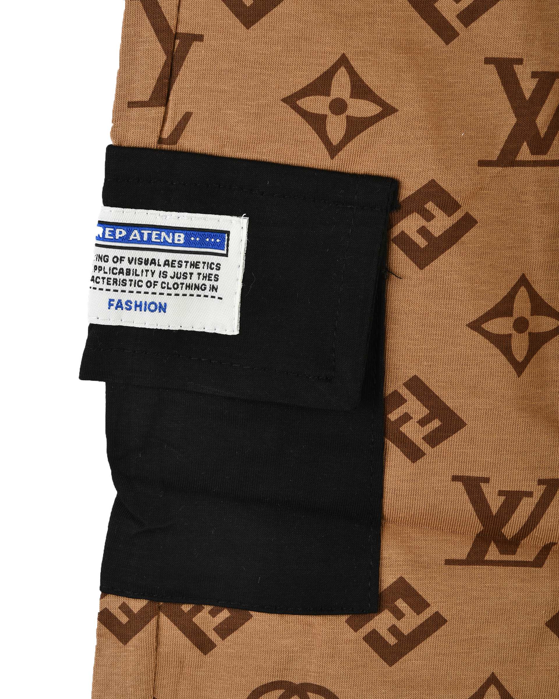 ست تی شرت و شلوارک پسرانه قهوه ای سارالی کیدز مدل Appl smile