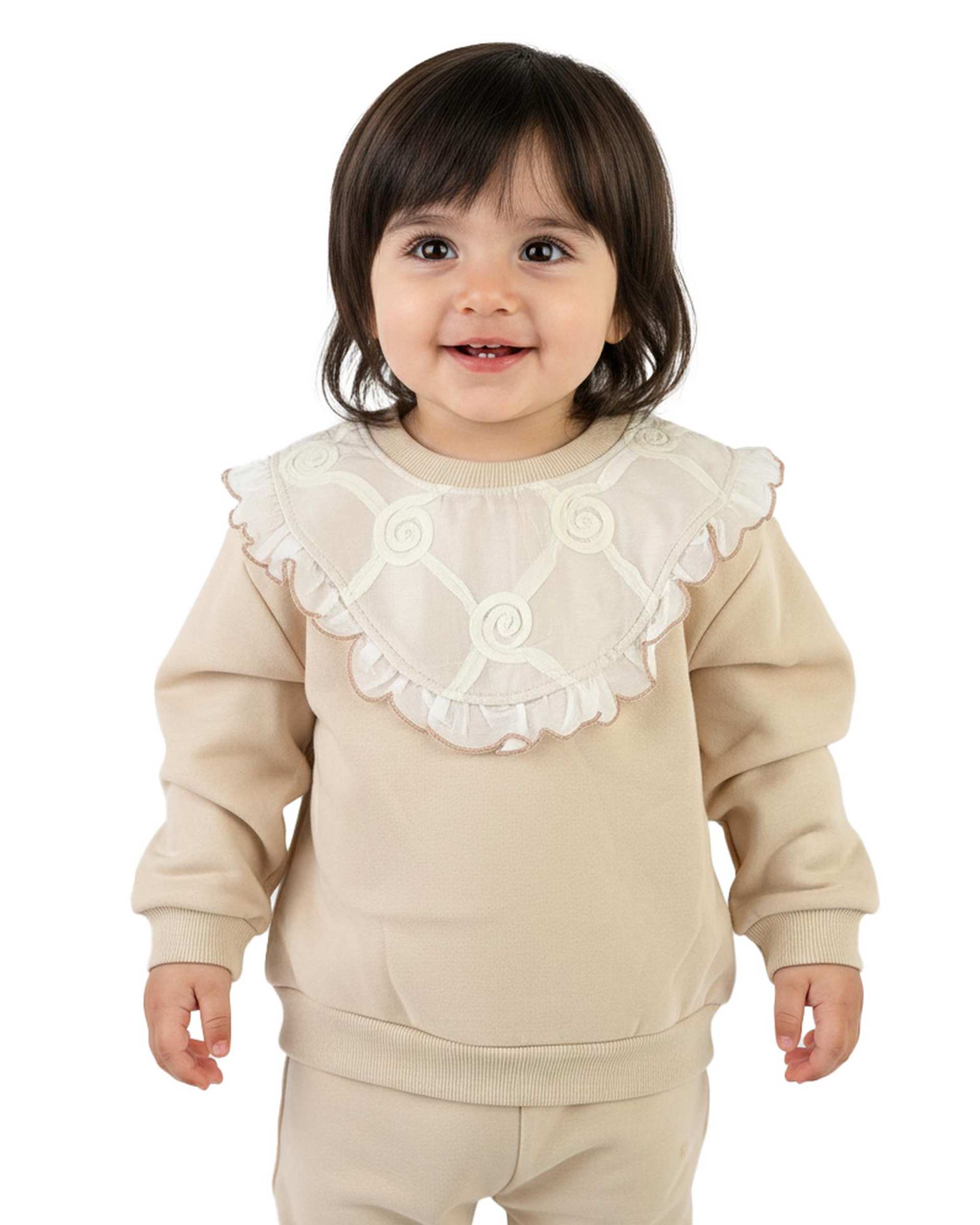 بلوز دخترانه کرم سارالی کیدز طرح گل