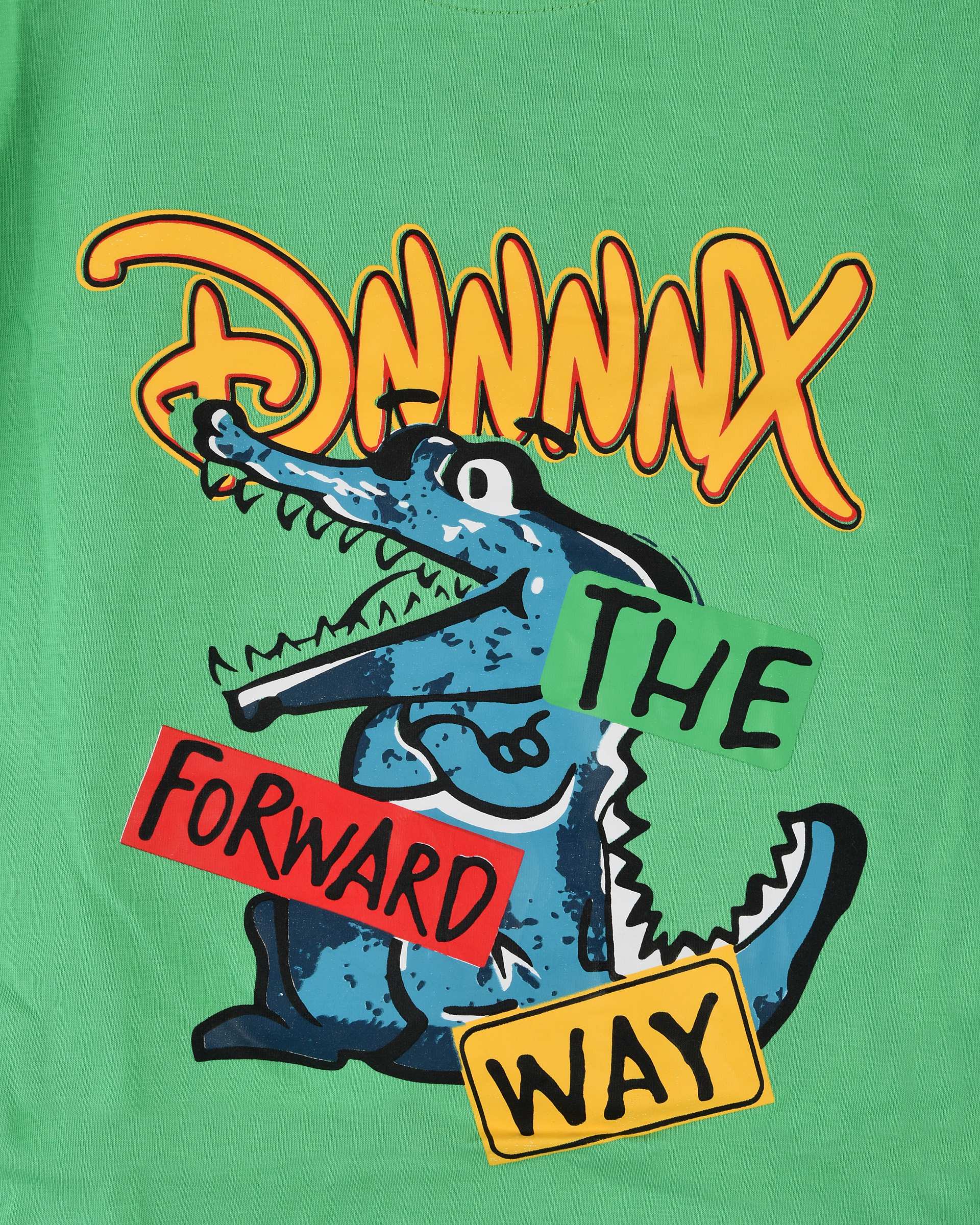 ست تیشرت و شلوارک جین پسرانه سبز سارالی کیدز مدل دایناسور