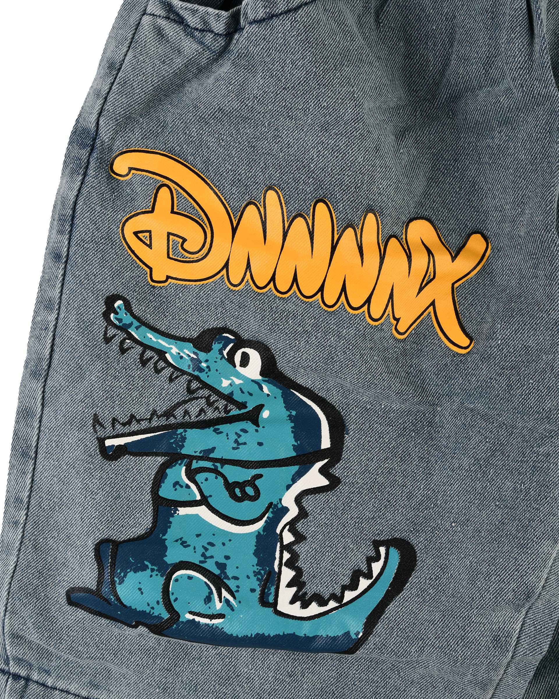 ست تیشرت و شلوارک جین پسرانه سفید سارالی کیدز مدل دایناسور