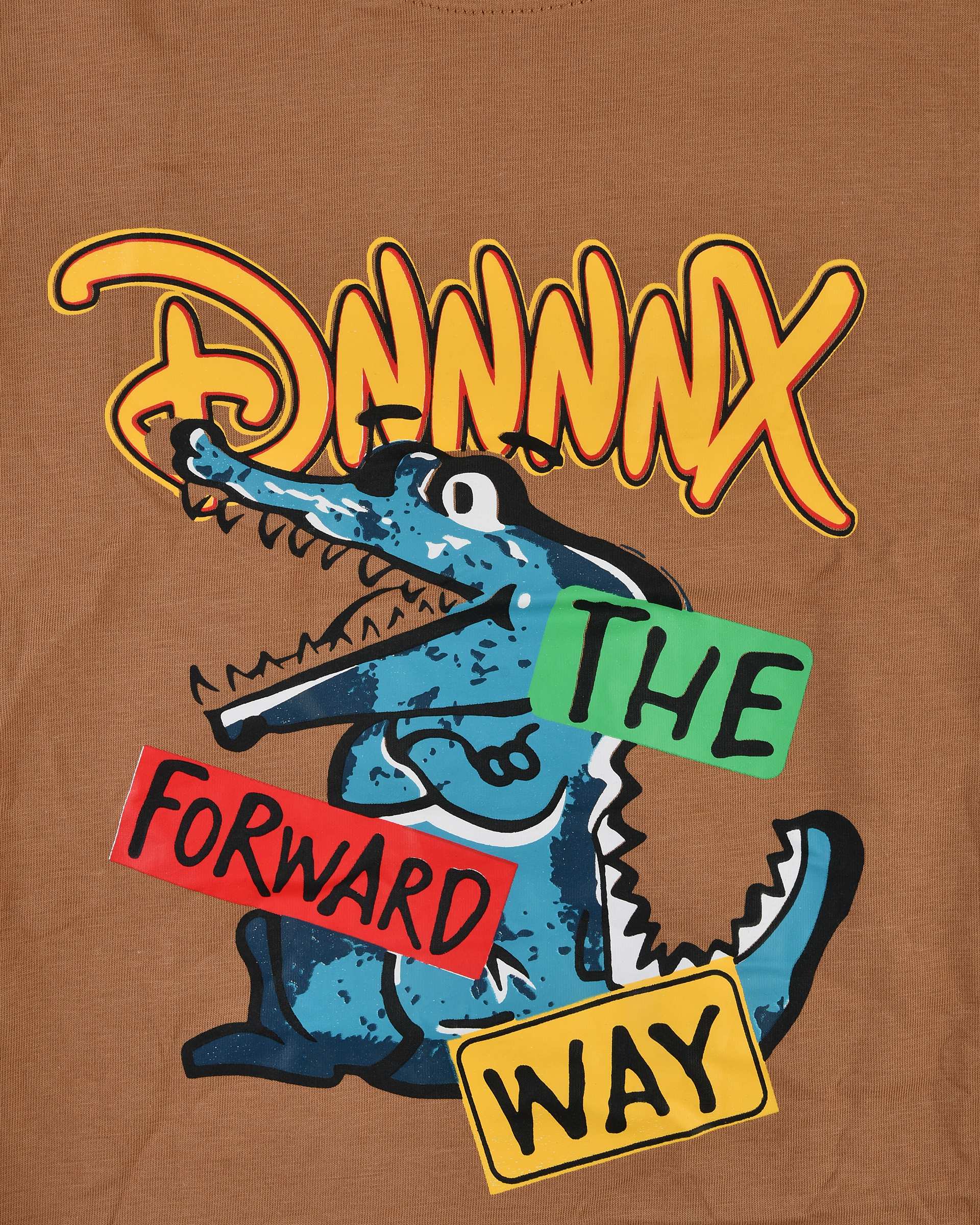 ست تیشرت و شلوارک جین پسرانه قهوه ای سارالی کیدز مدل دایناسور