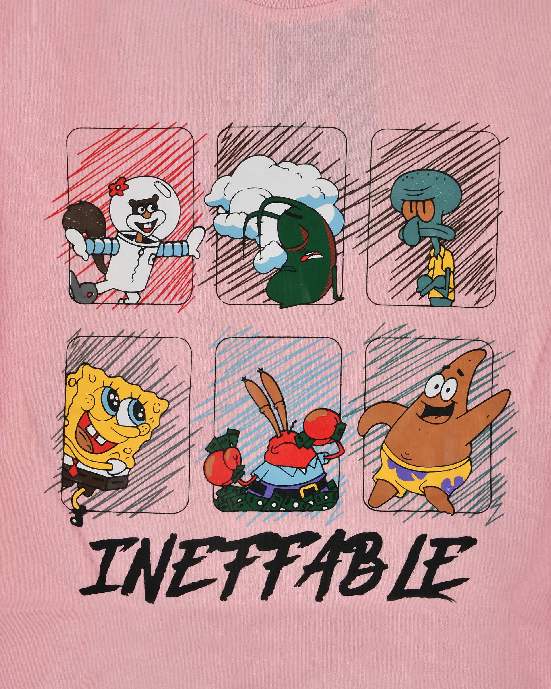 ست تیشرت و شلوارک بچگانه صورتی سارالی کیدز مدل باب اسفنجی