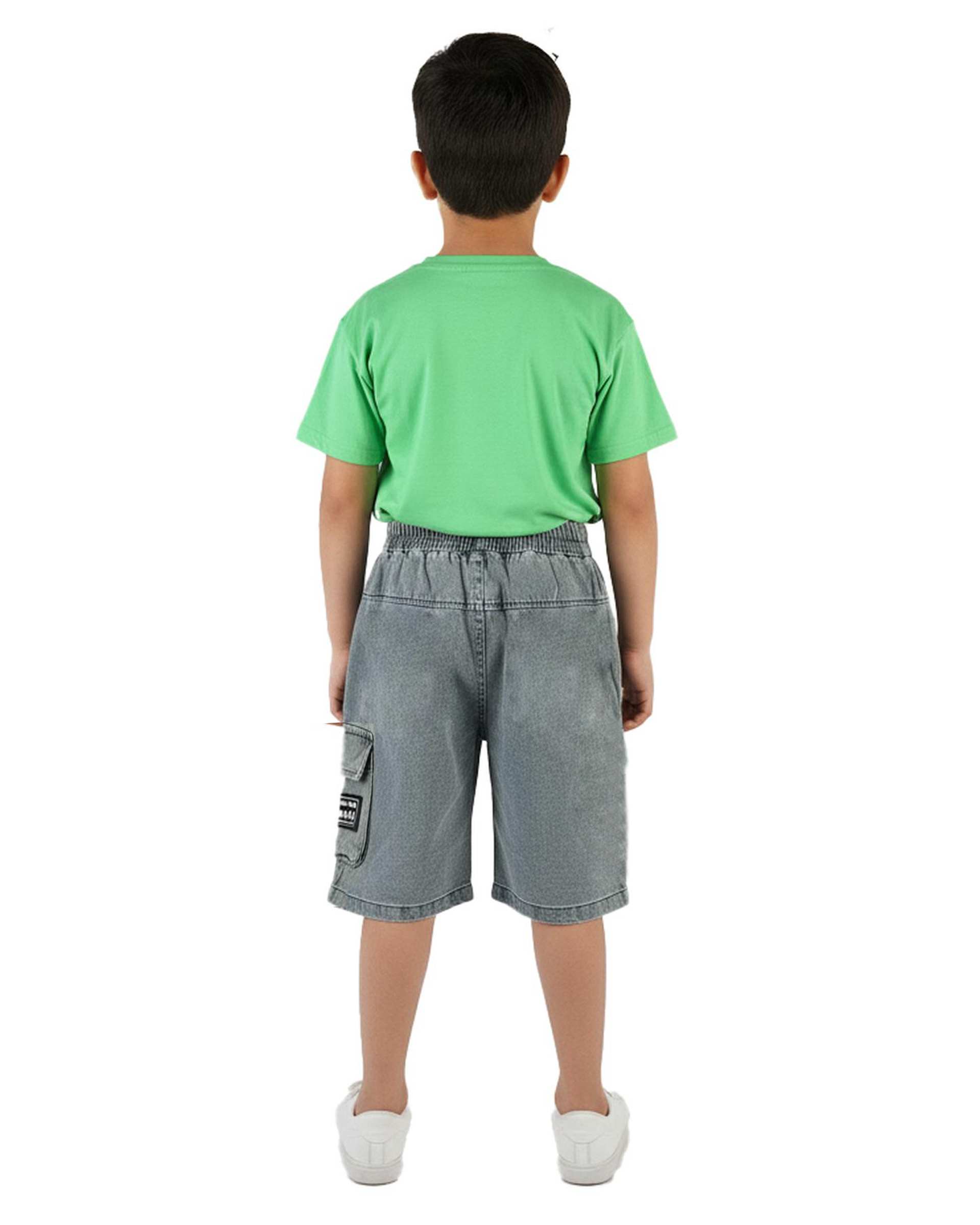 ست تیشرت و شلوارک بچگانه سبز سارالی کیدز مدل باب اسفنجی