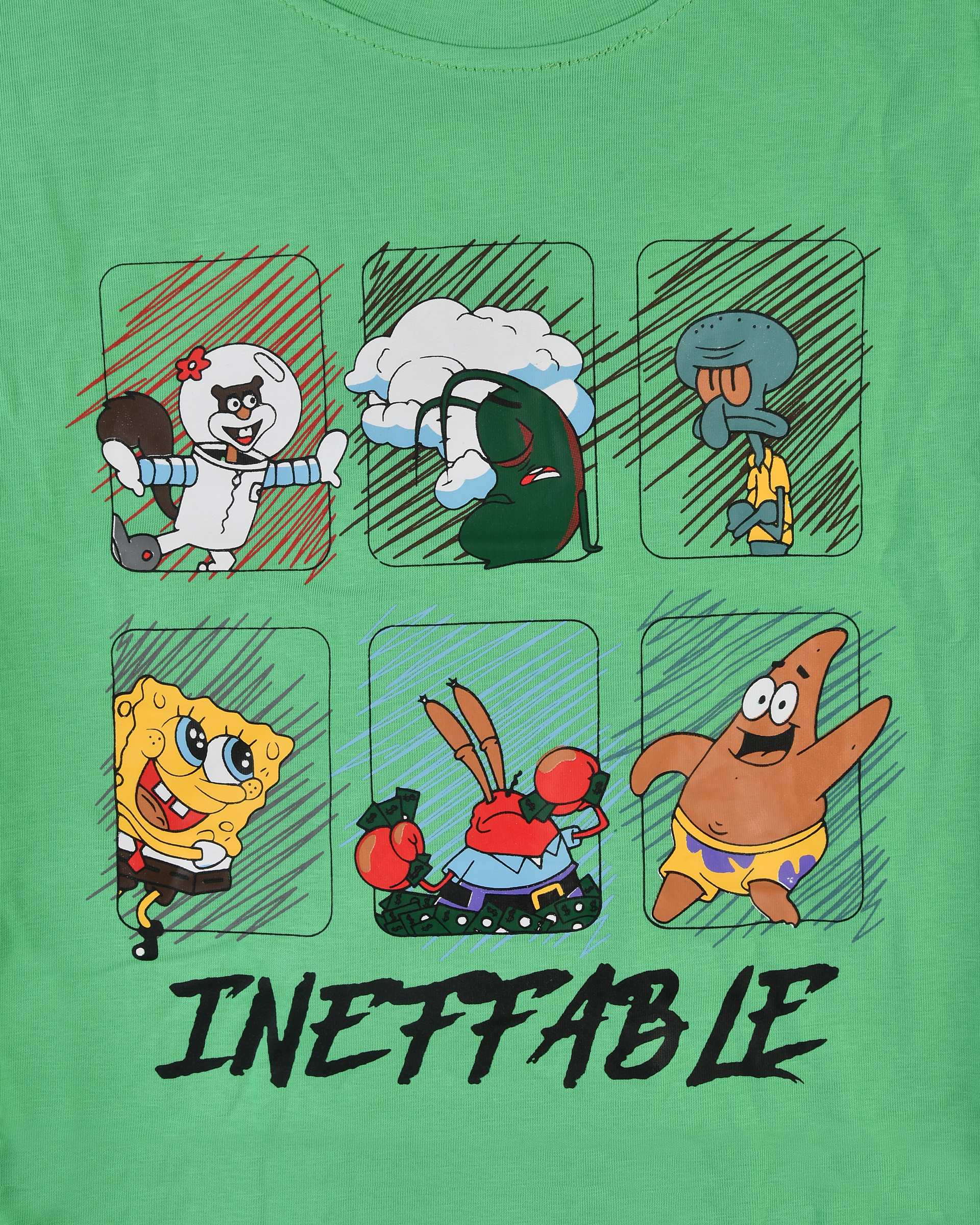 ست تیشرت و شلوارک بچگانه سبز سارالی کیدز مدل باب اسفنجی