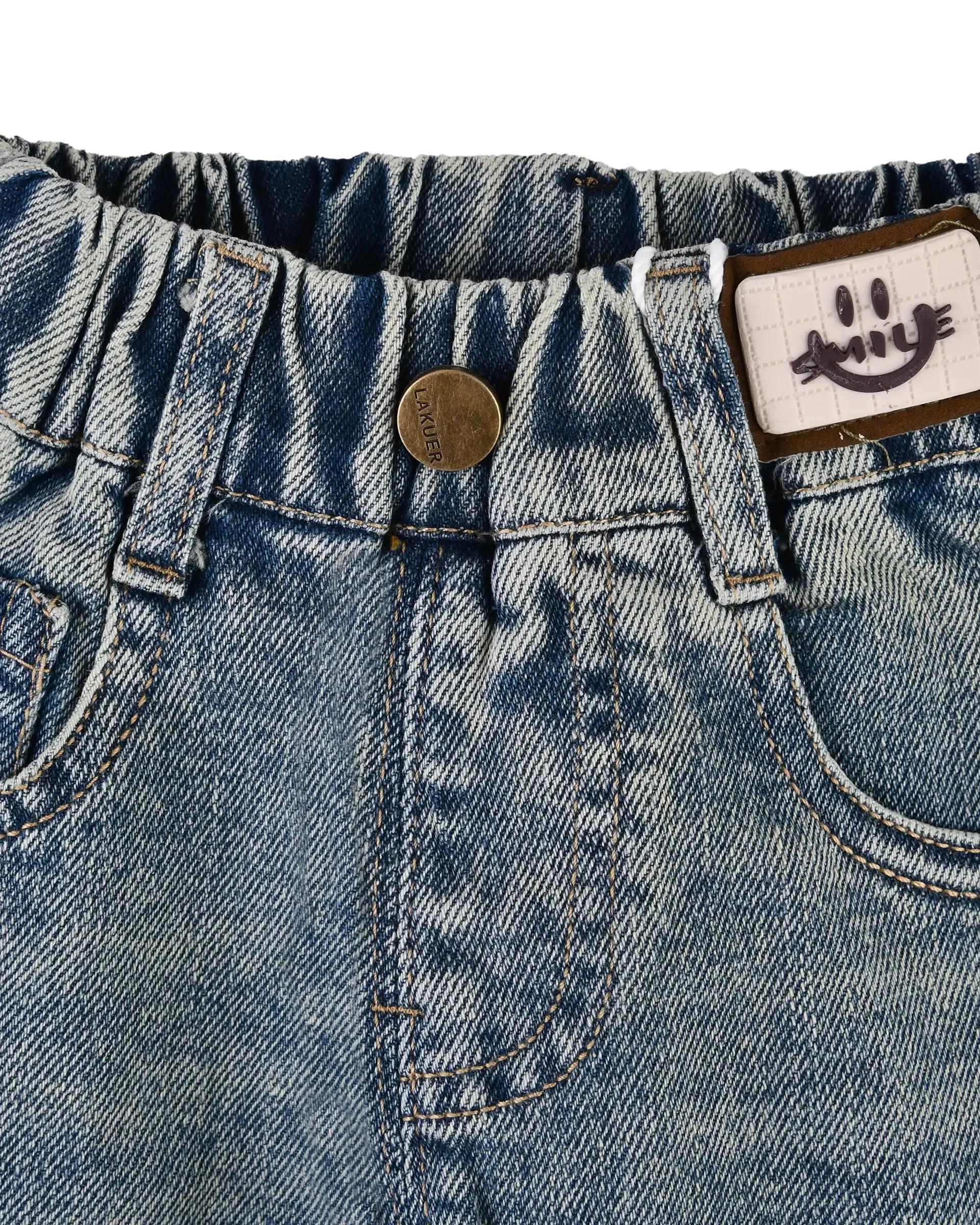 شلوار جین بچگانه مام استایل آبی سارالی کیدز مدل Smile