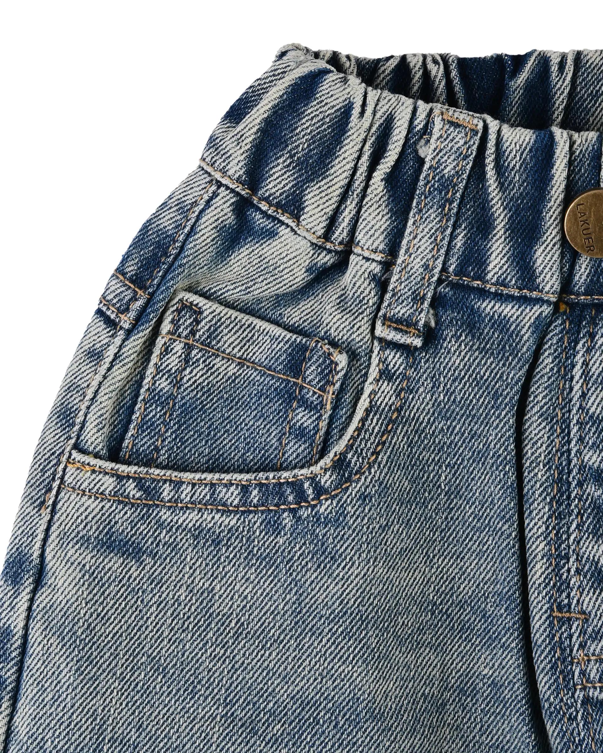 شلوار جین بچگانه مام استایل آبی سارالی کیدز مدل Smile