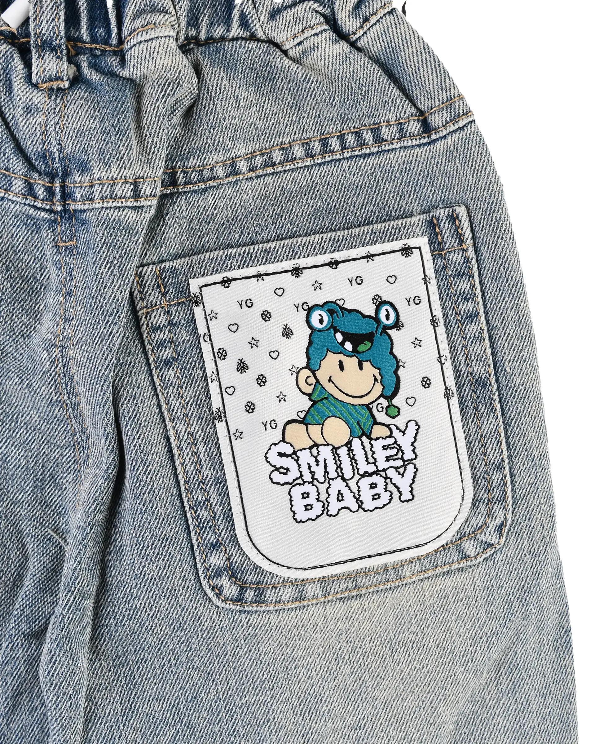 شلوار جین بچگانه مام استایل آبی سارالی کیدز مدل SMILEY BABY