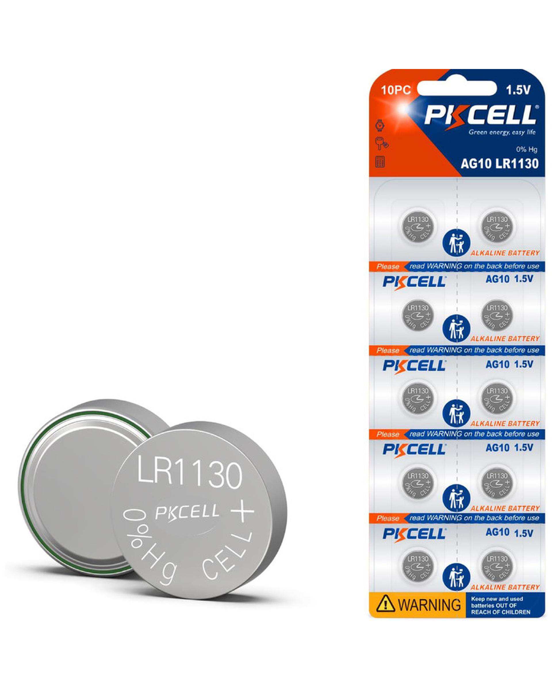 باتری سکه ای پی کی سل Pkcell مدل AG10 LR1130 بسته 10 عددی
