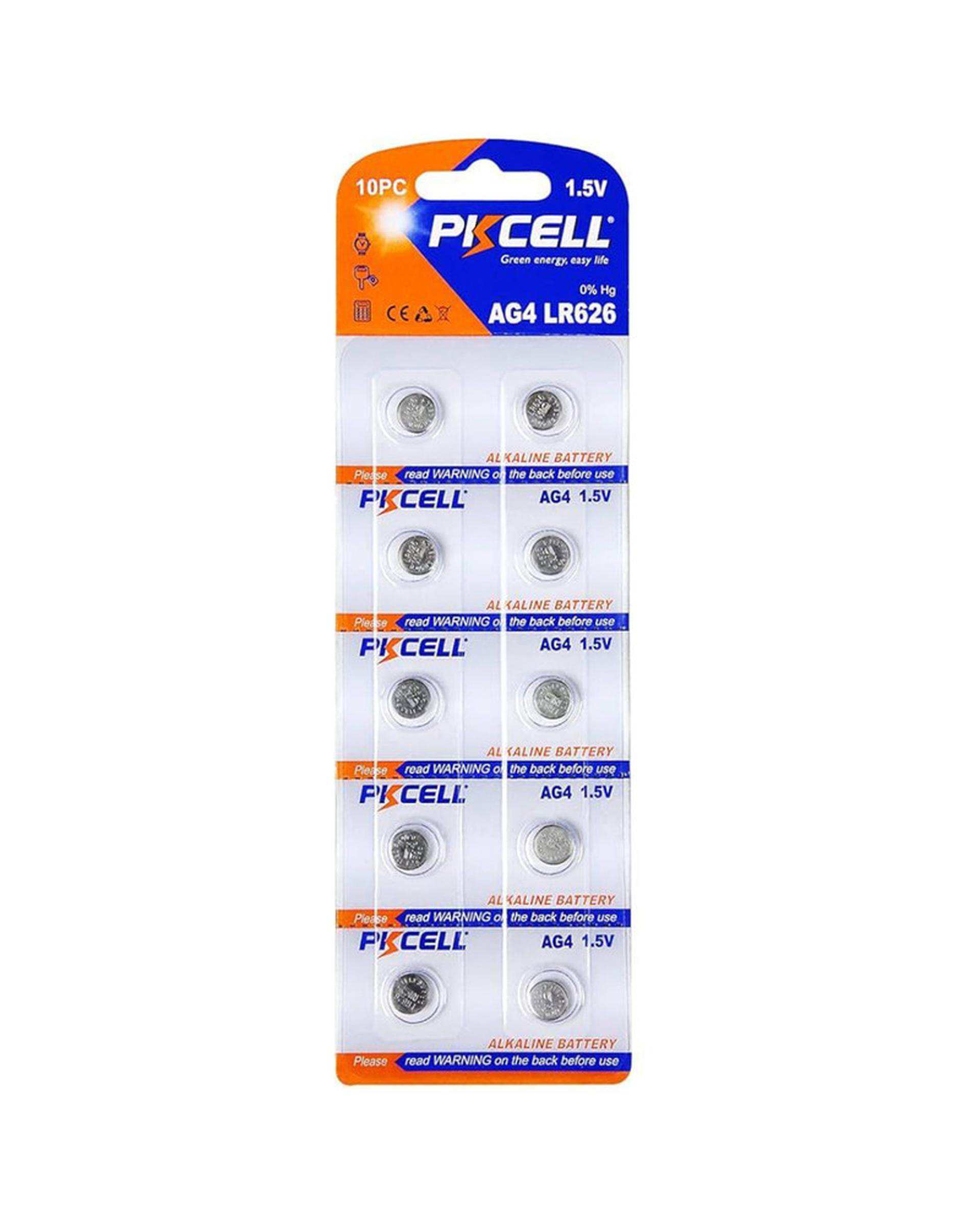 باتری ساعت پی کی سل Pkcell مدل AG4 LR626 بسته 10 عددی