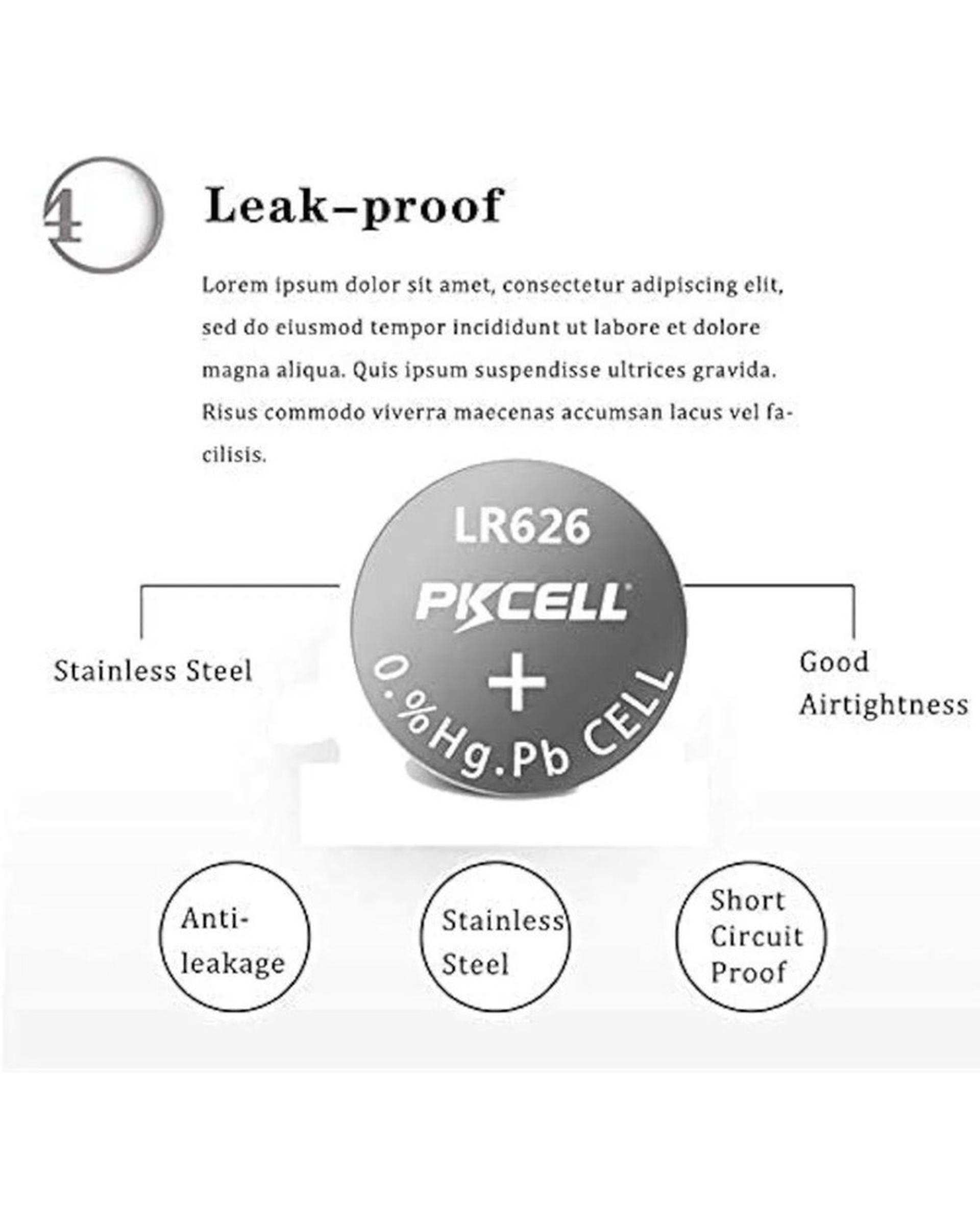 باتری ساعت پی کی سل Pkcell مدل AG4 LR626 بسته 10 عددی