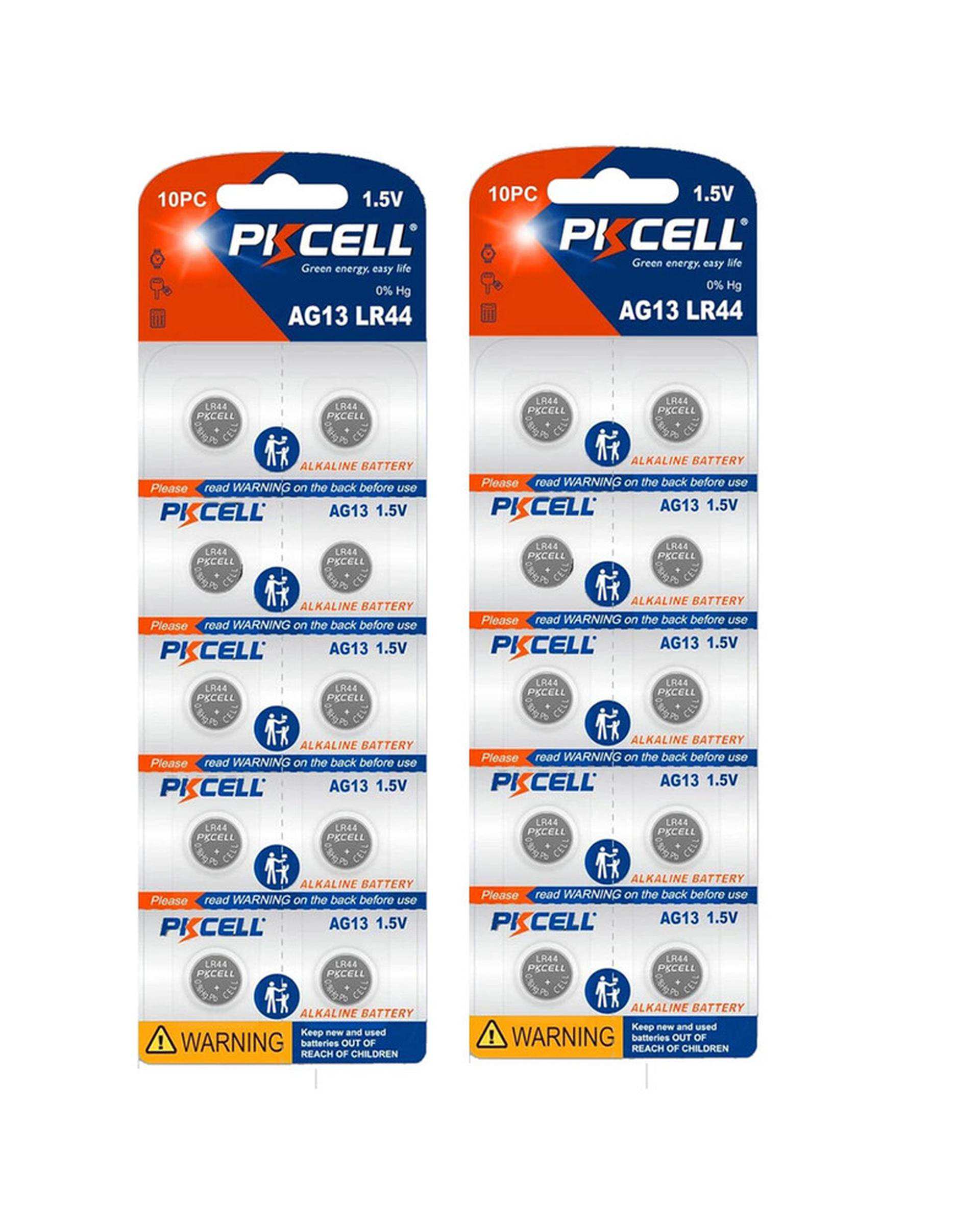 باتری ساعت پی کی سل Pkcell مدل AG13 LR44 بسته 20 عددی
