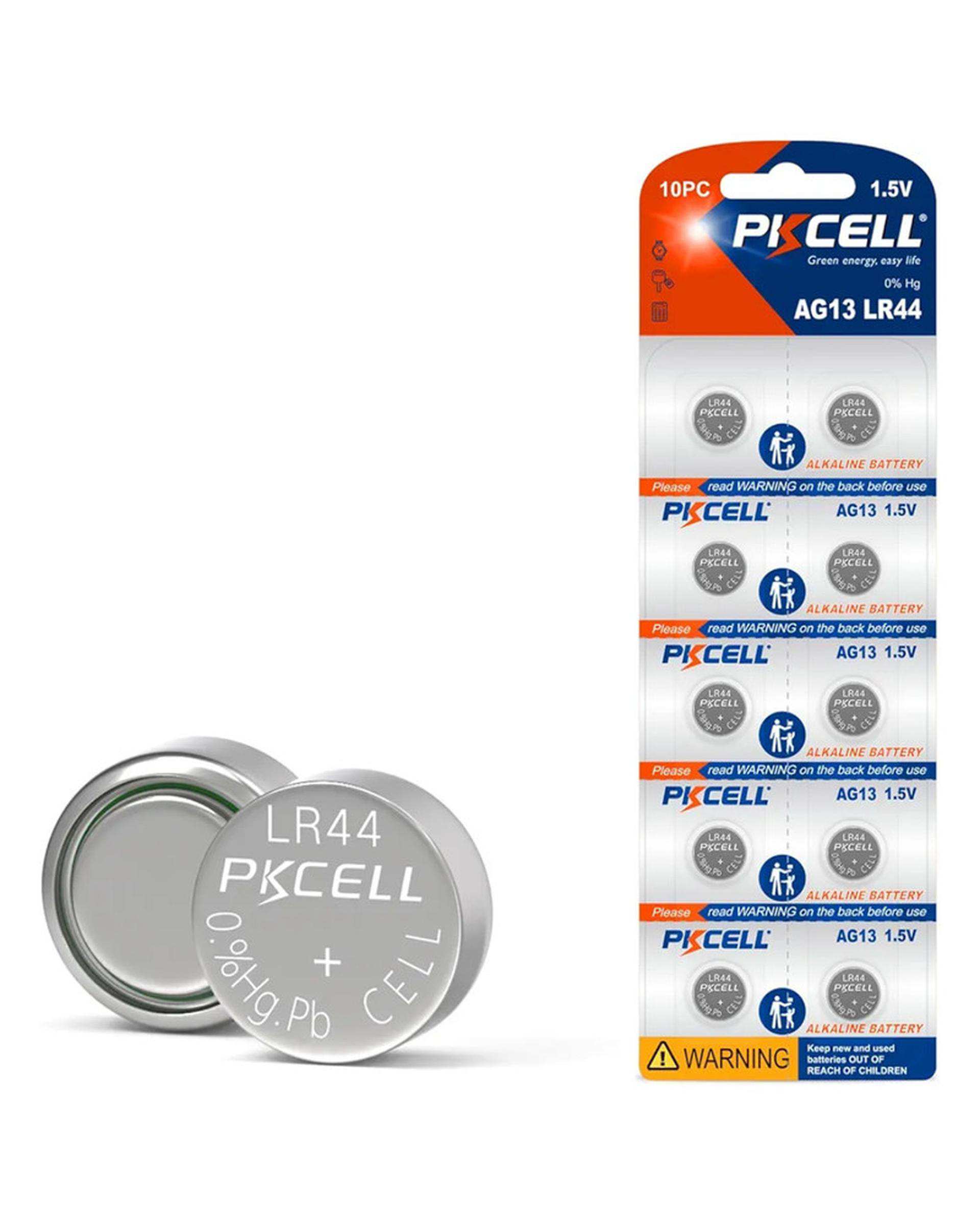 باتری ساعت پی کی سل Pkcell مدل AG13 LR44 بسته 10 عددی
