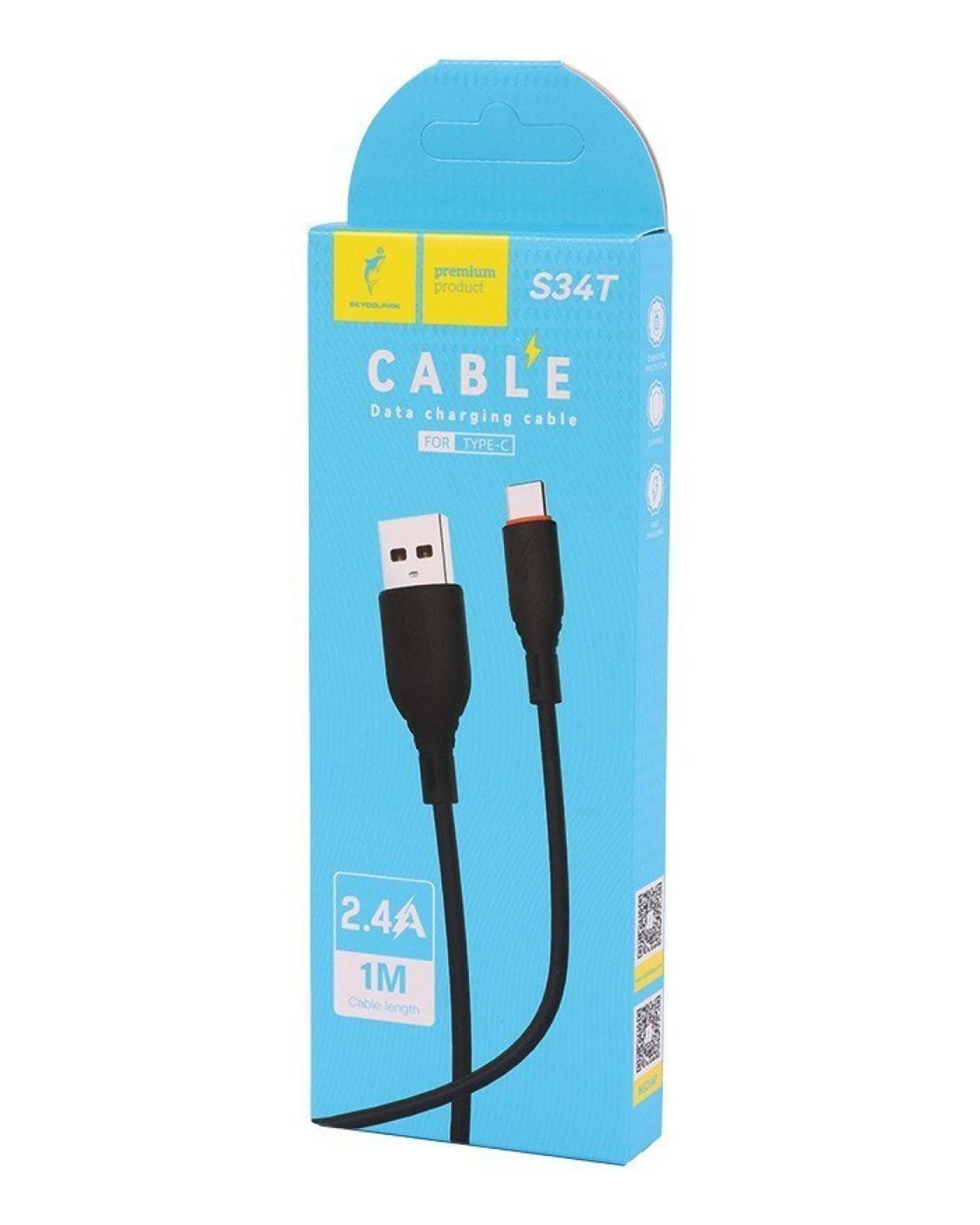 کابل تبدیل USB به USB-C مشکی اسکای دلفین مدل S34T