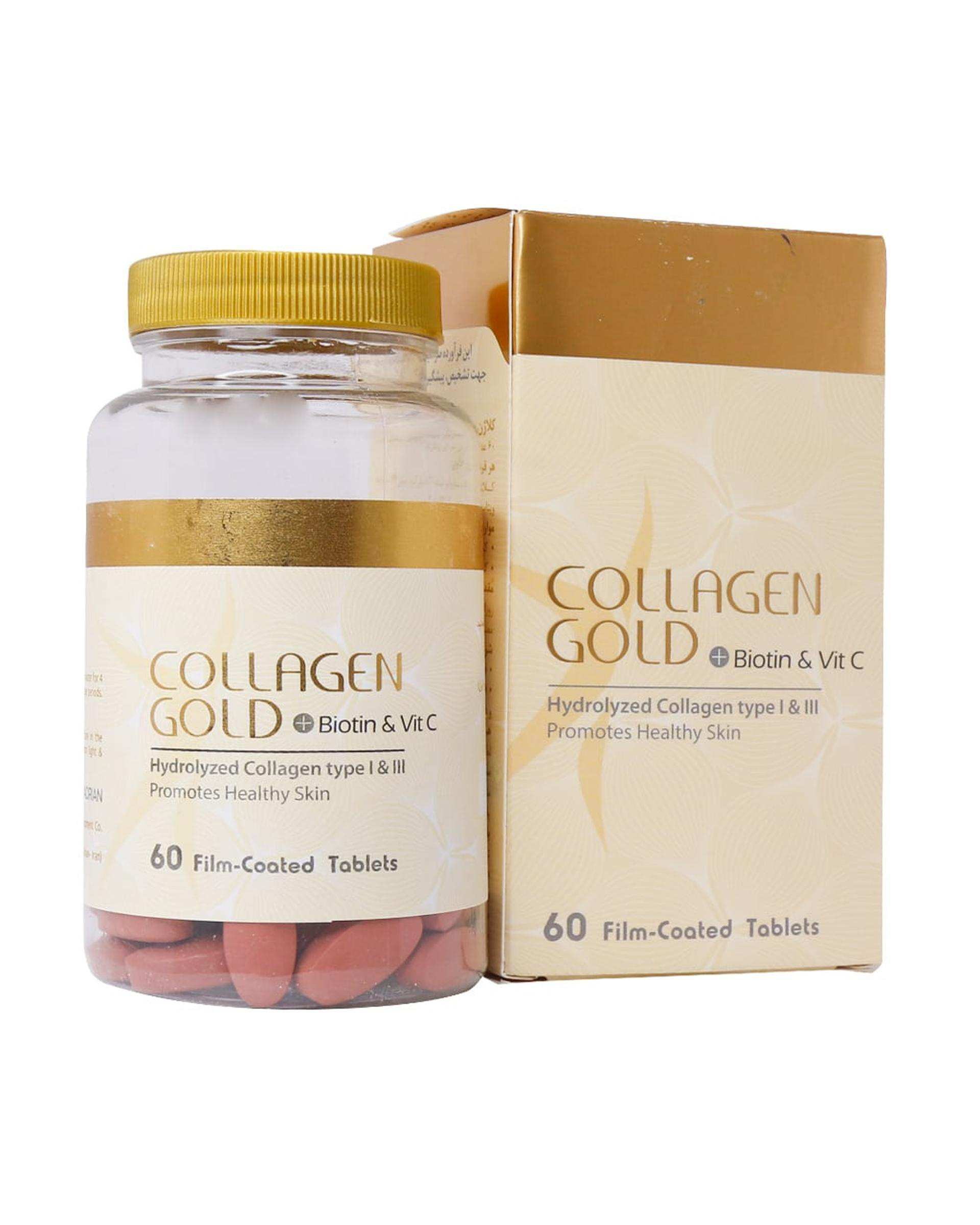 قرص کلاژن گلد بیوتین و ویتامین C آدریان بسته 60 عددی