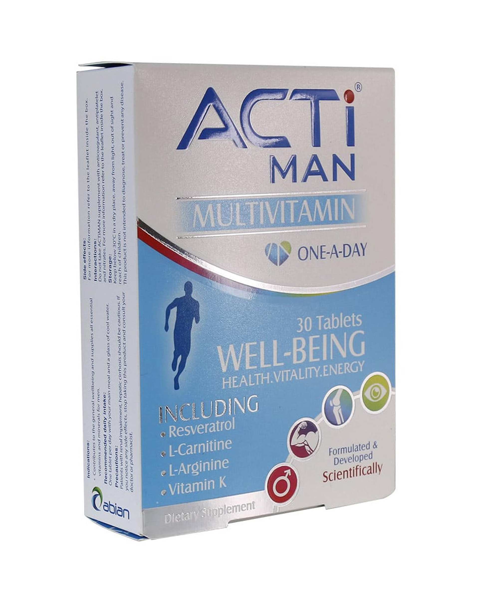 قرص مولتی ویتامین اکتی من ابیان دارو بسته 30 عددی
