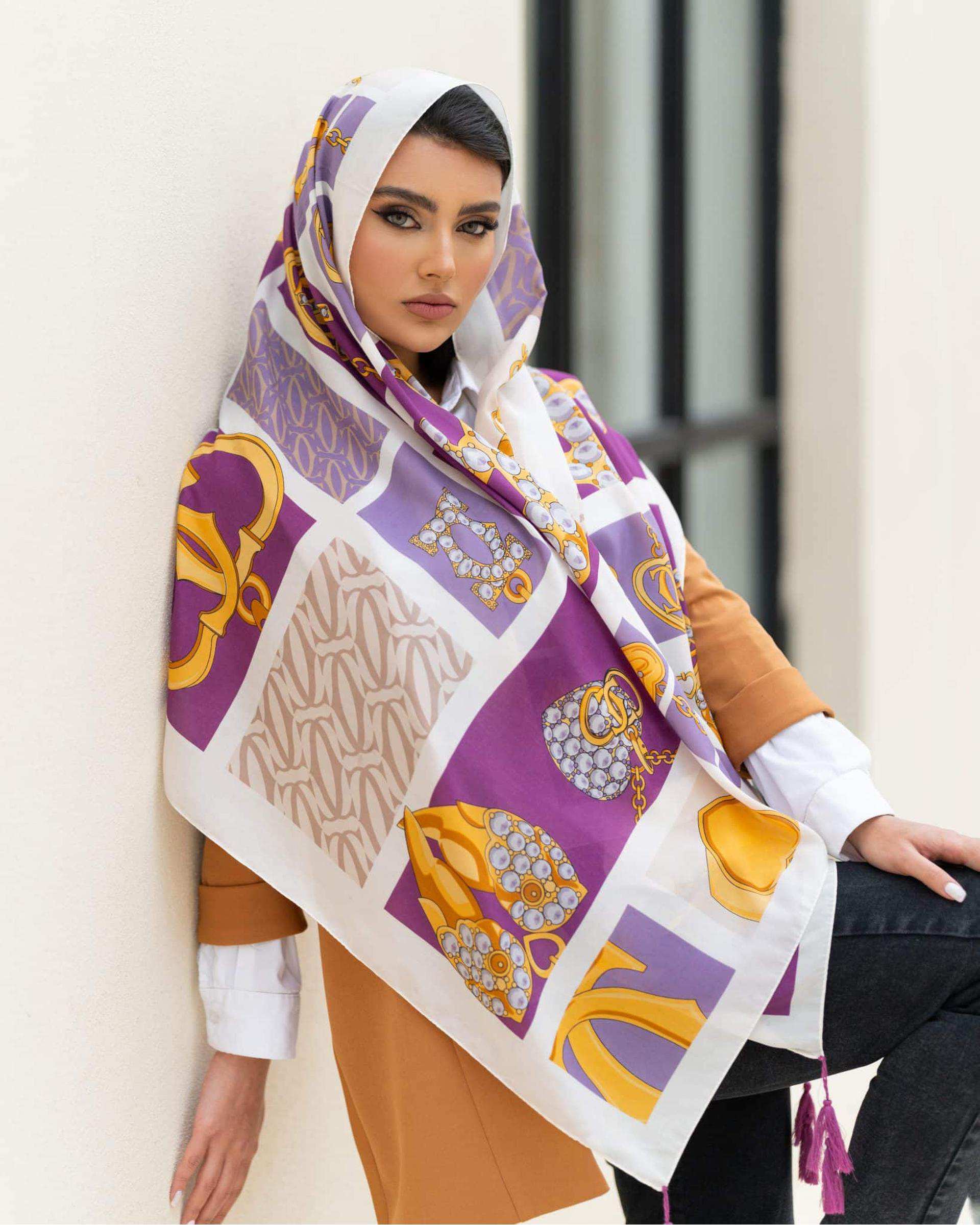 شال زنانه وال ترک بنفش جی دو GIDO طرح چنل کد 845