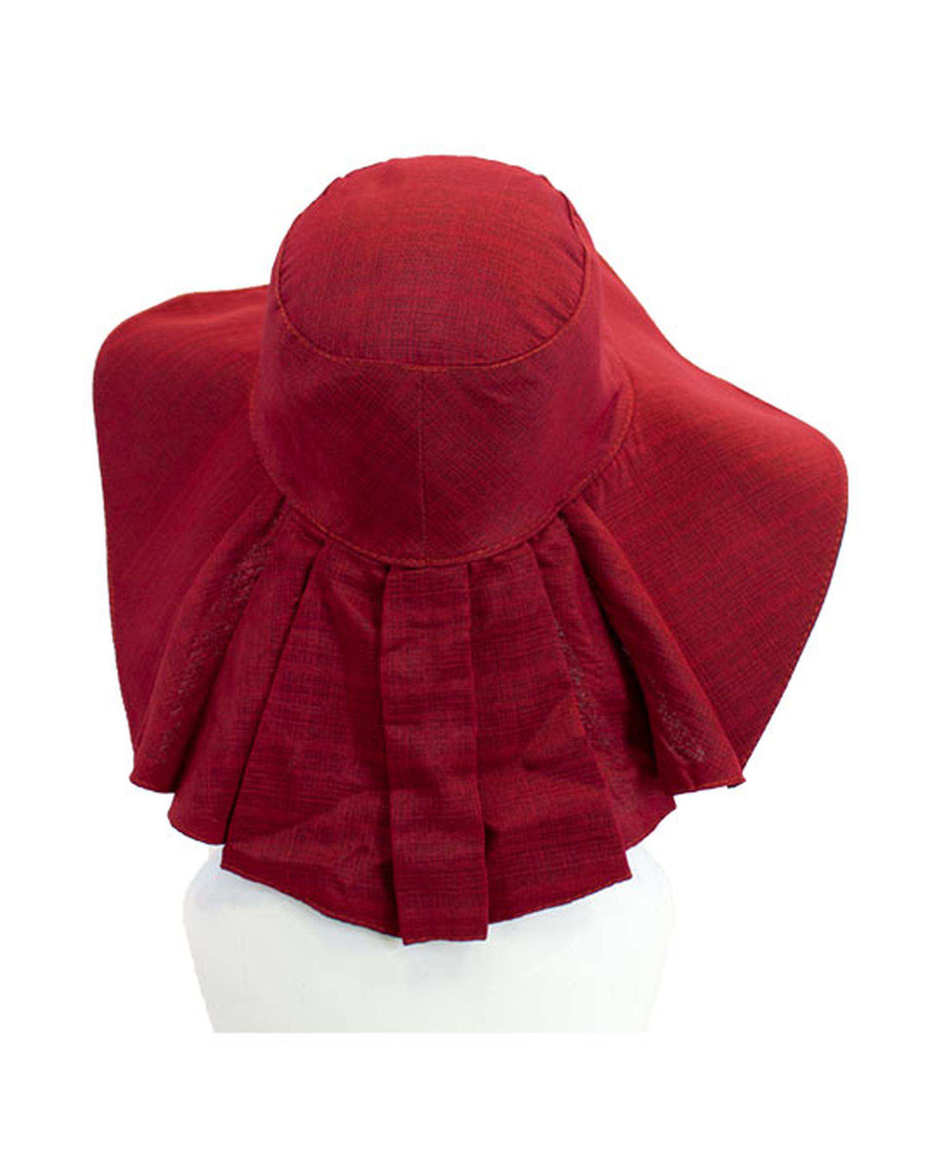 کلاه ساحلی زنانه دو رو پشت پیلی دار زرشکی مشکی تارتن Tartan کد 225992717