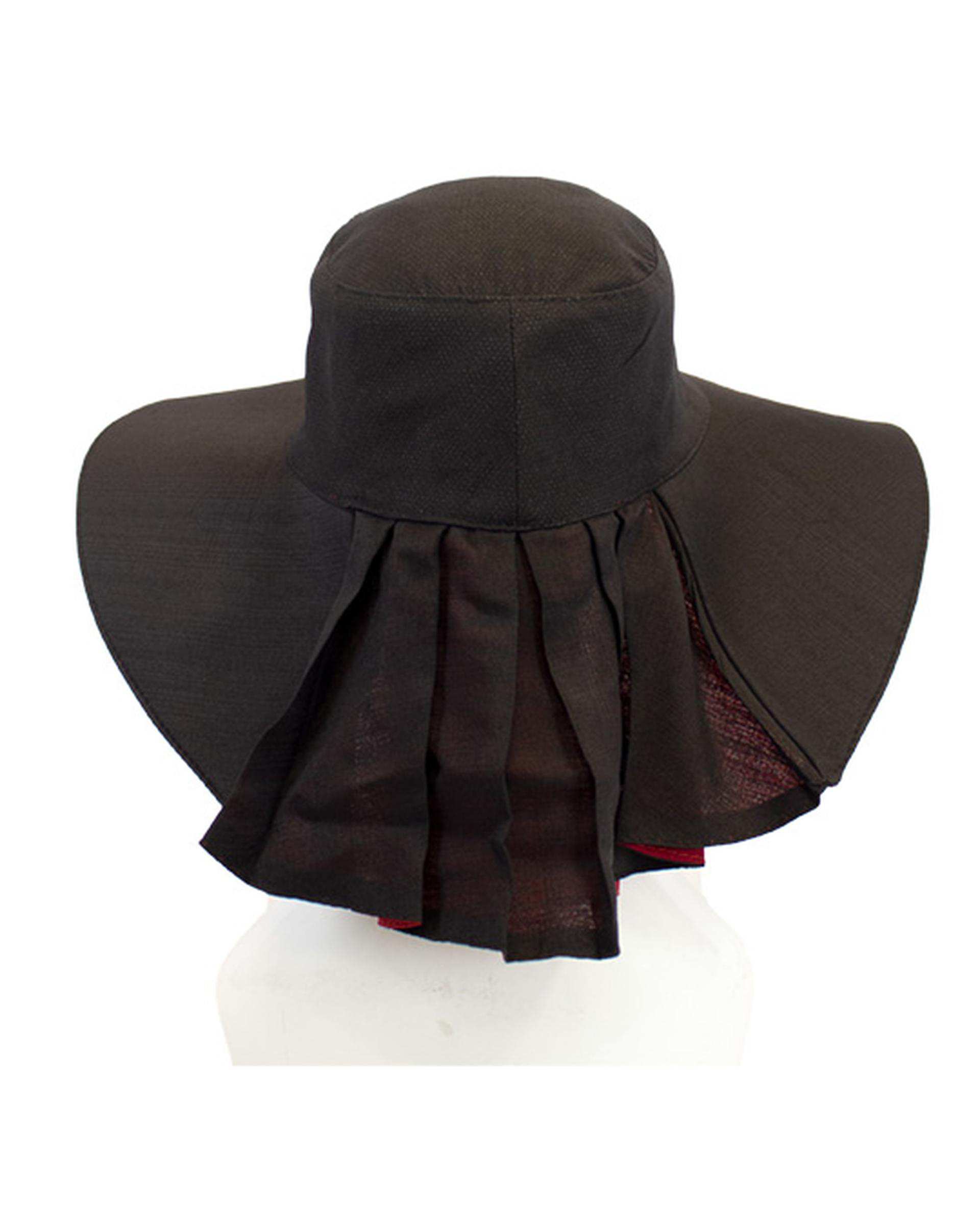 کلاه ساحلی زنانه دو رو پشت پیلی دار زرشکی مشکی تارتن Tartan کد 225992717